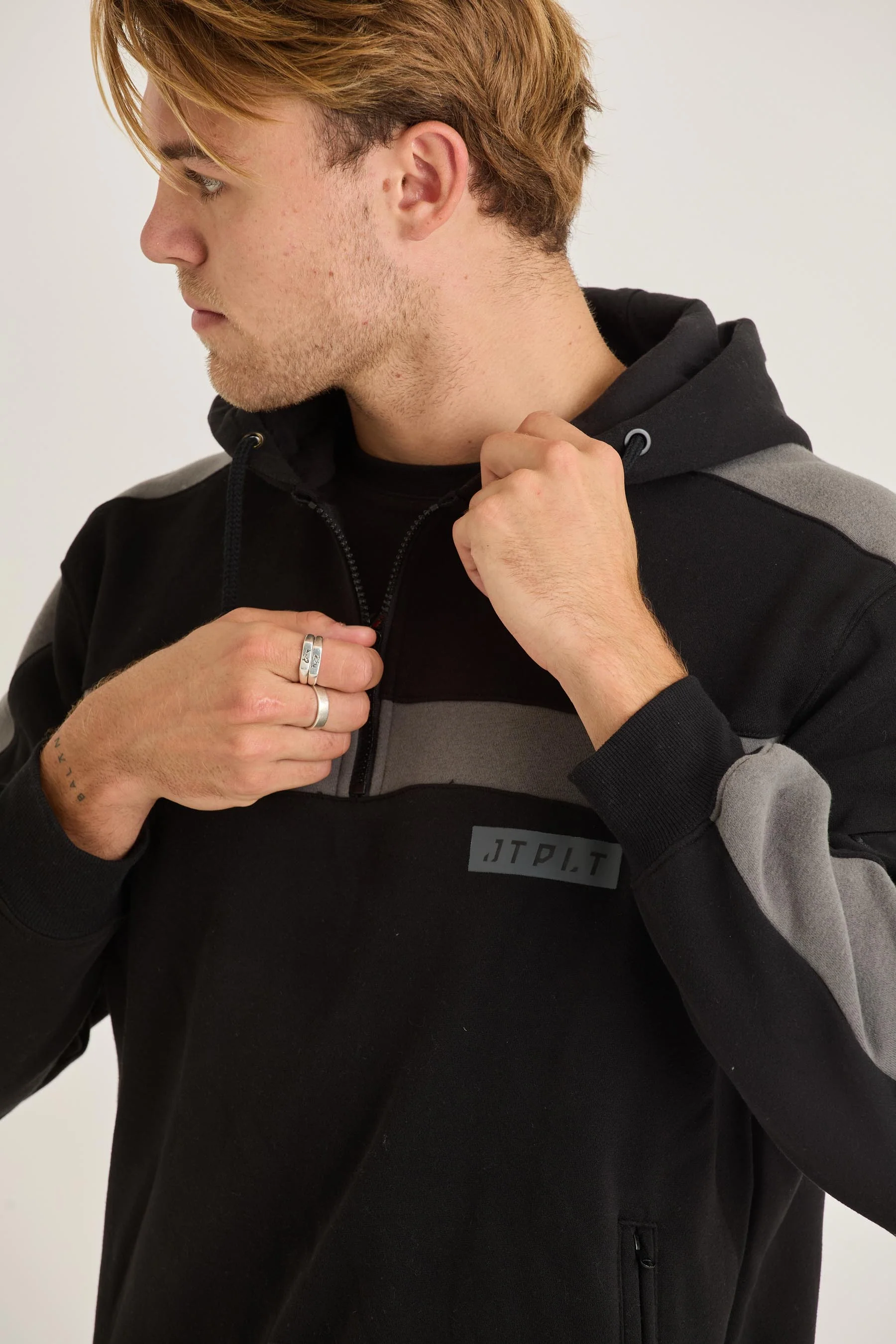 Jetpilot Align 1/4 Zip Hoodie - Black - Image 5