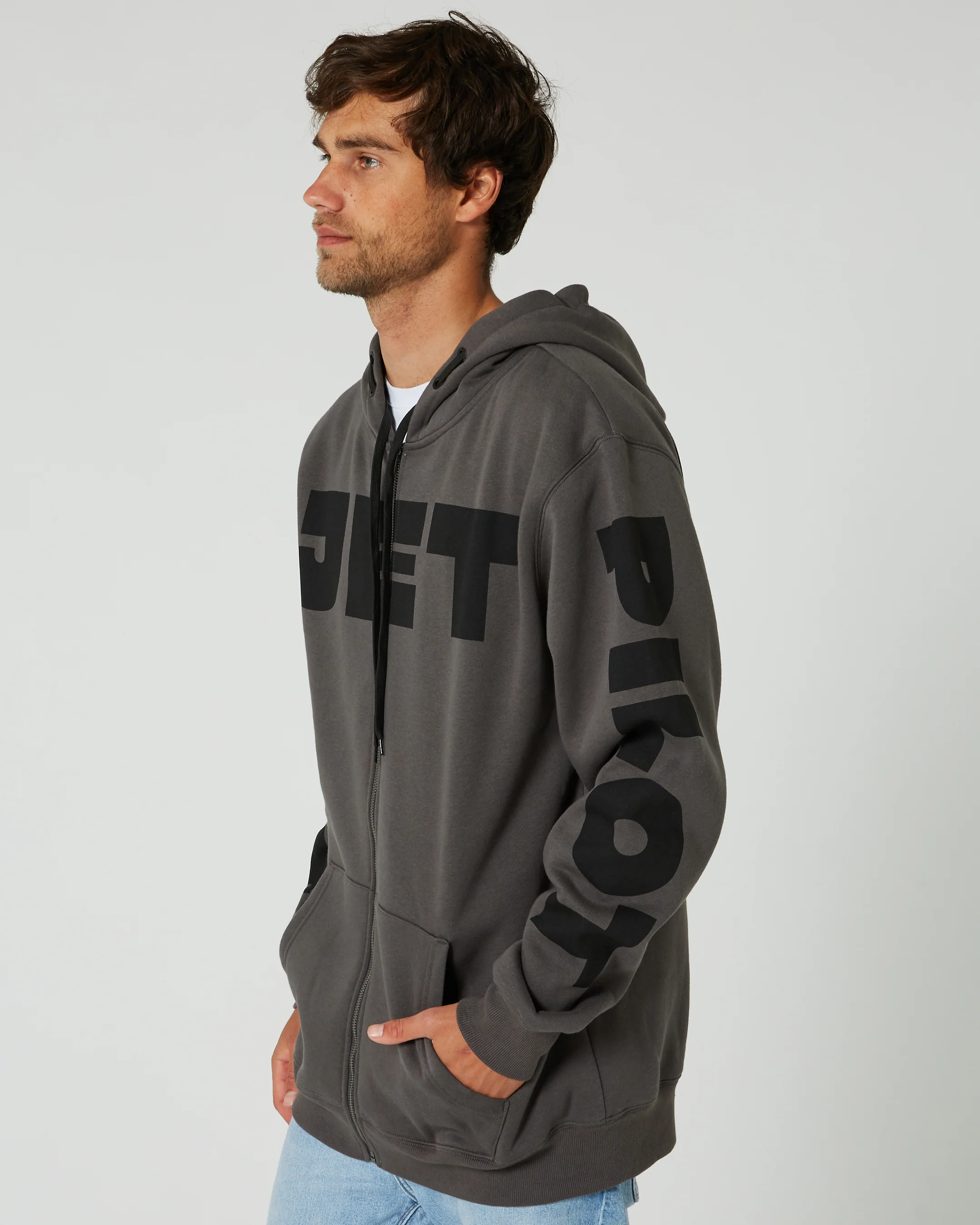 Jetpilot Divided Mens Zip-Up Hoodie - Black - Image 10