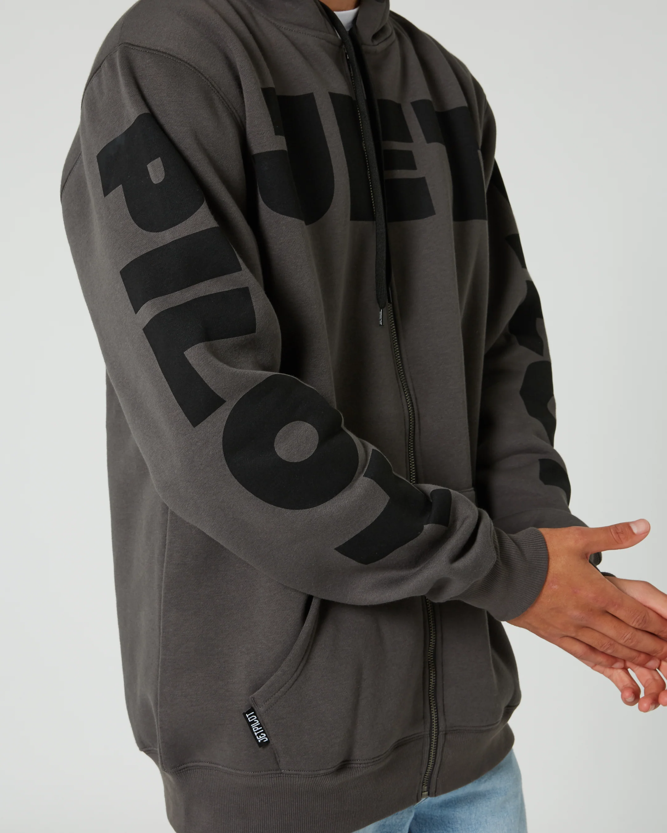 Jetpilot Divided Mens Zip-Up Hoodie - Black - Image 13