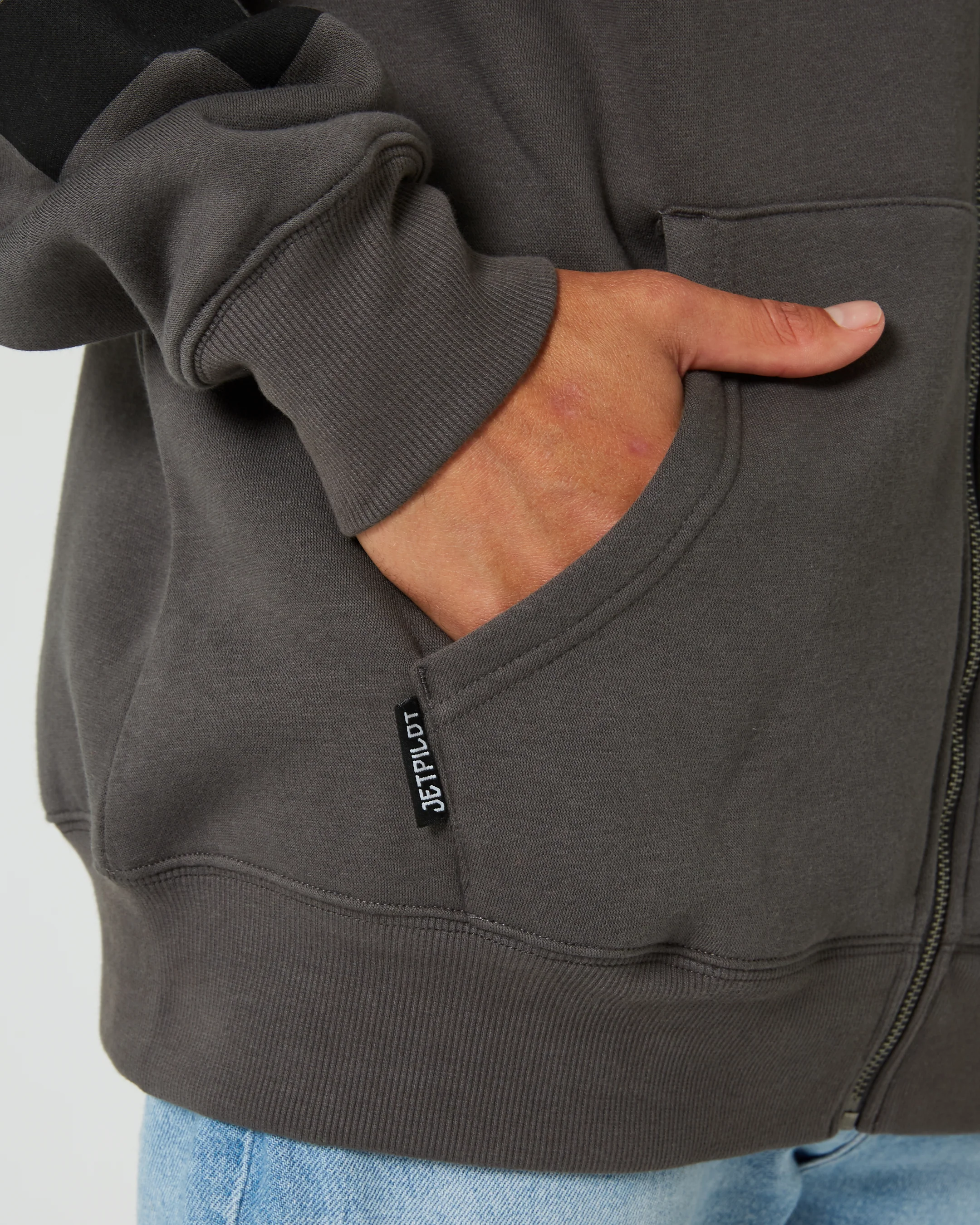 Jetpilot Divided Mens Zip-Up Hoodie - Black - Image 14
