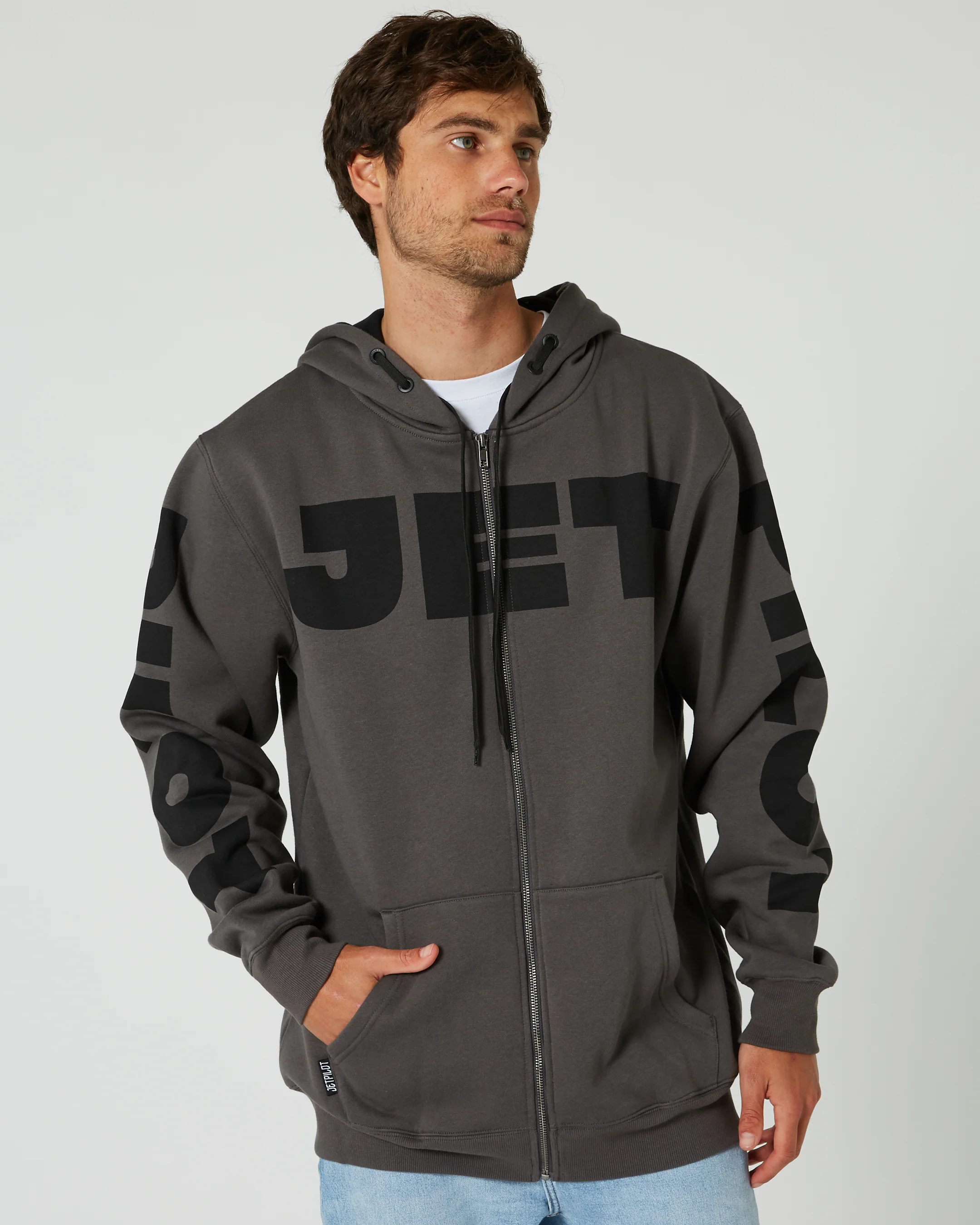 Jetpilot Divided Mens Zip-Up Hoodie - Black - Image 9