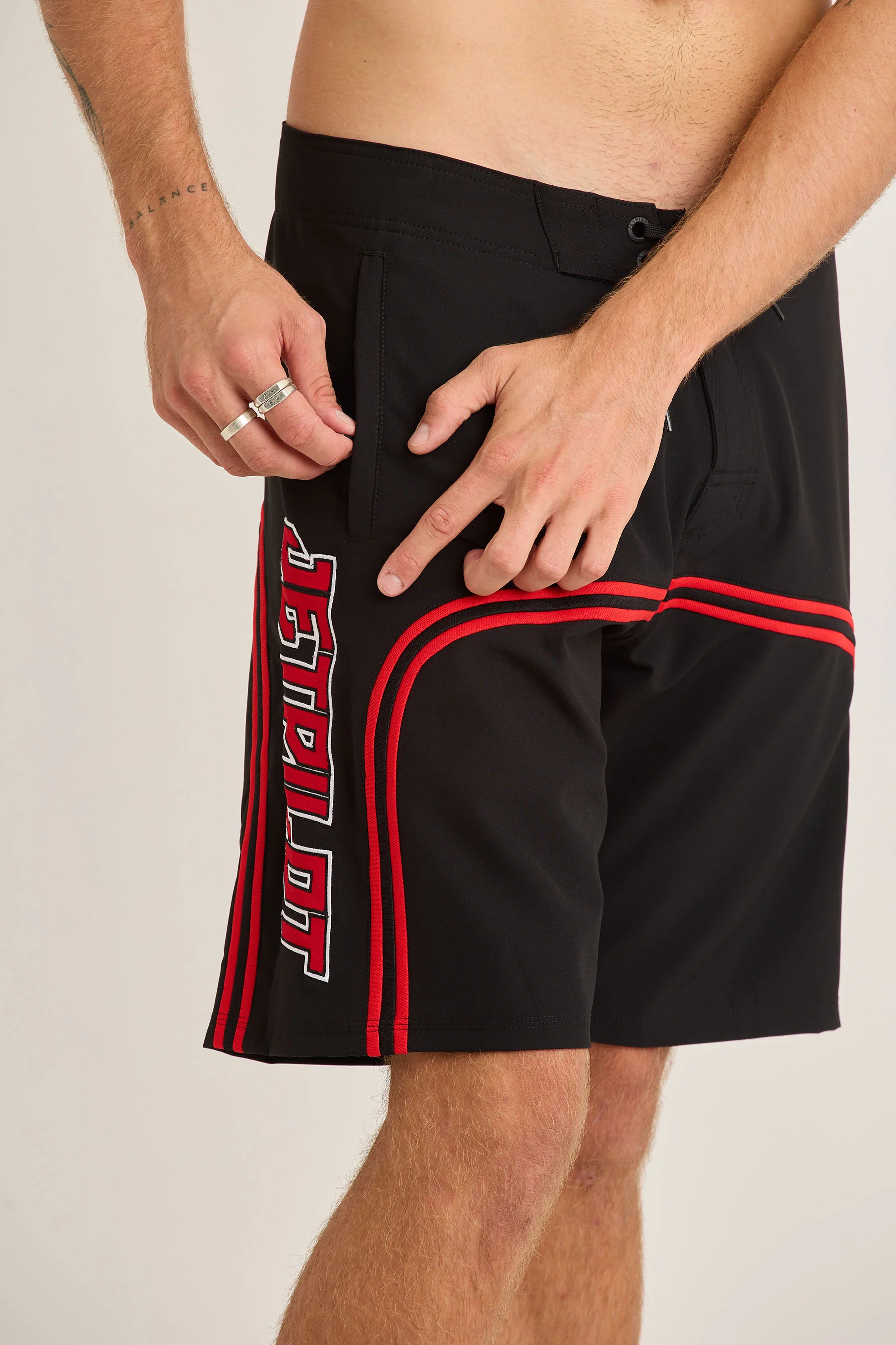 Jetpilot F5 Mens Boardshorts - Black/Red - Image 6