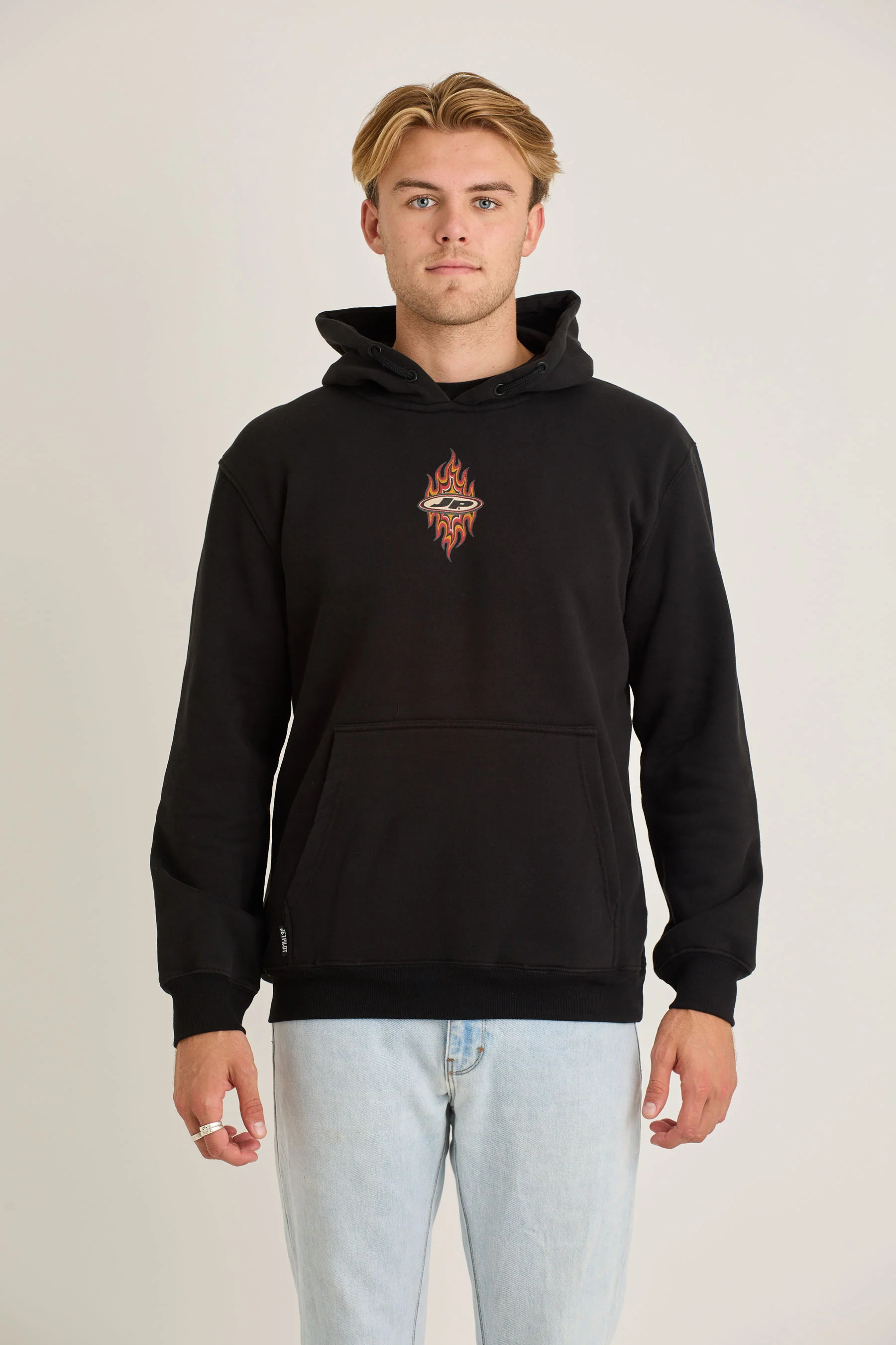 Jetpilot Flames Mens Pullover - Black Wash - Image 2