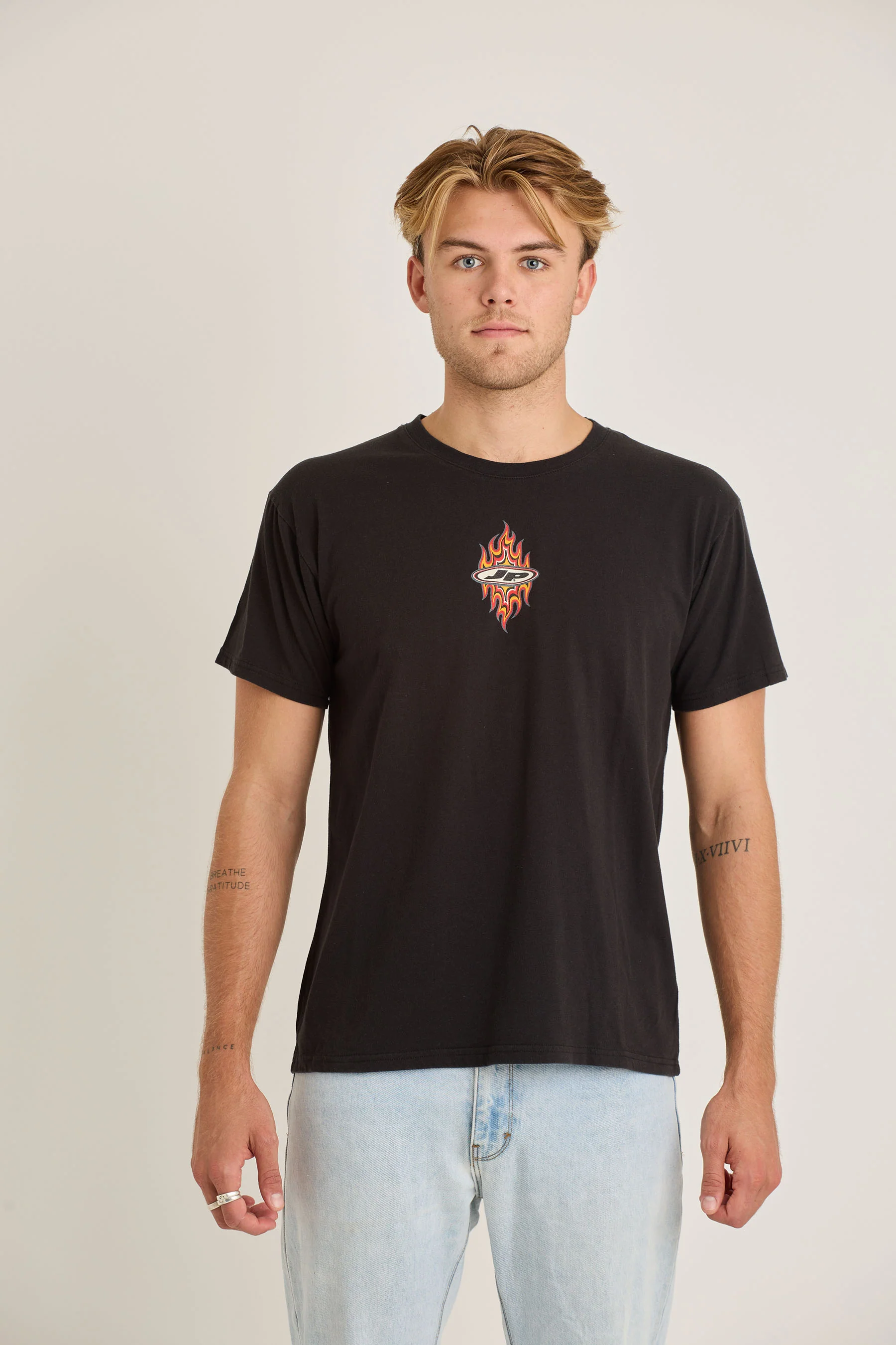 Jetpilot Flames Mens Tee - Black/Wash - Image 3
