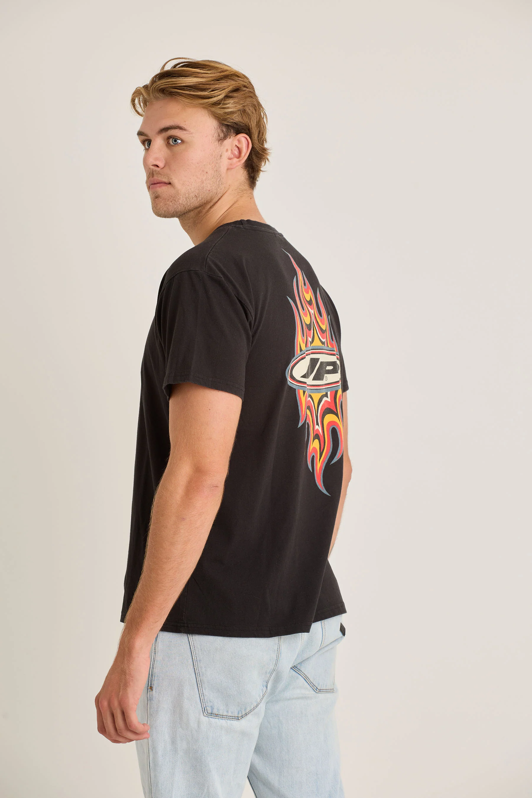 Jetpilot Flames Mens Tee - Black/Wash - Image 4