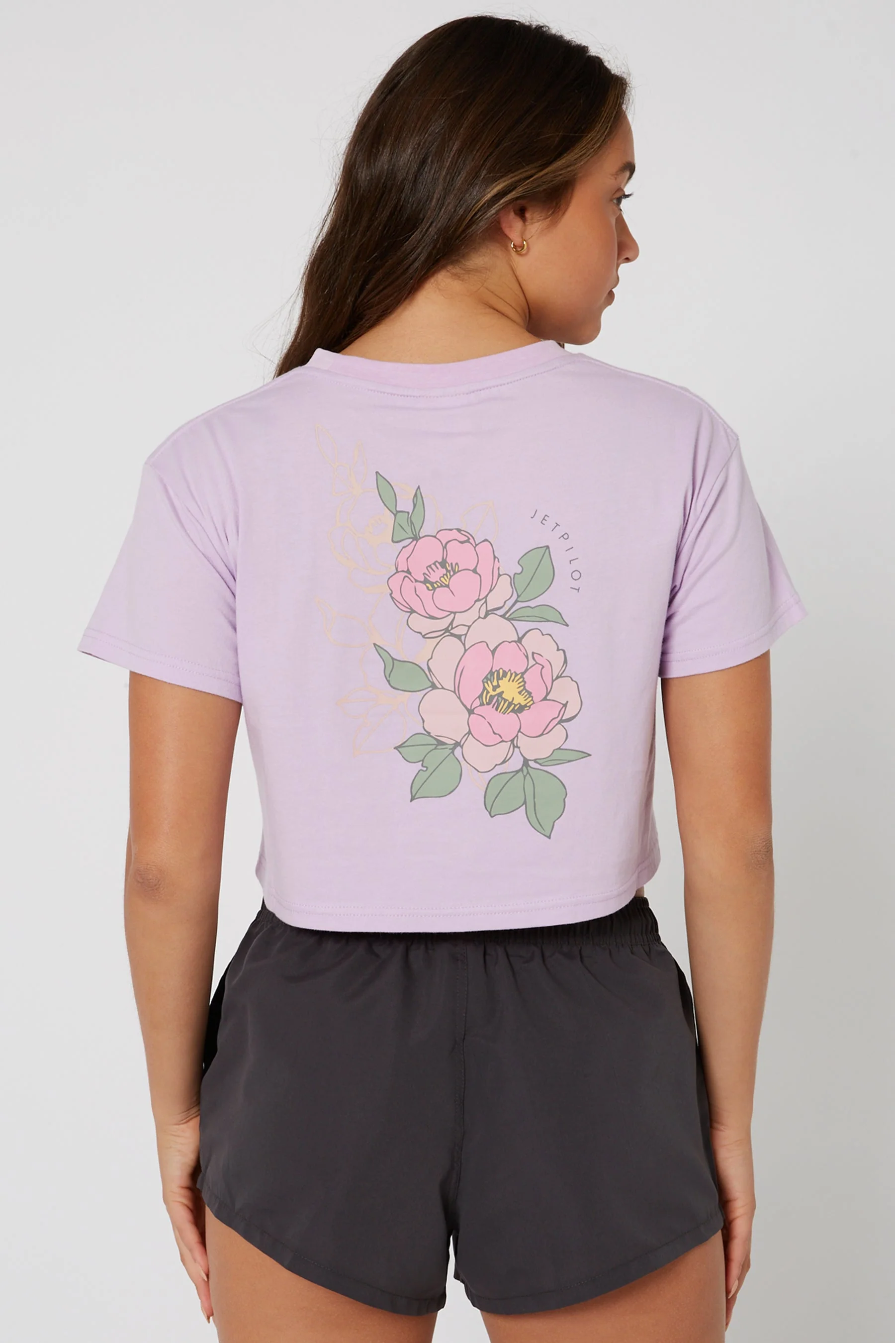 Jetpilot Flora Ladies S/S Crop Tee - Purple - Image 6
