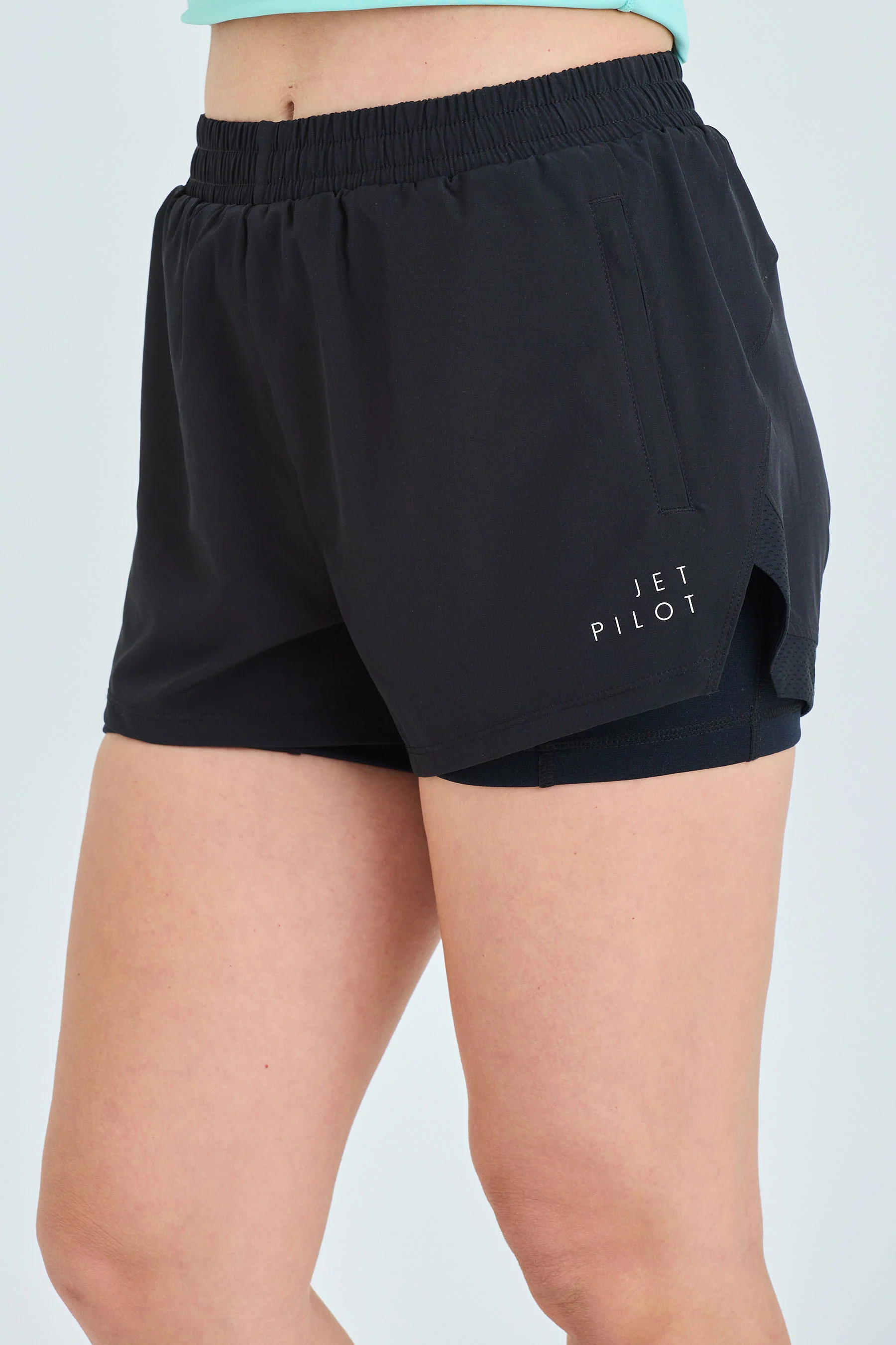 Jetpilot Corp Ladies Elastic Waist Rideshort - Black - Image 3
