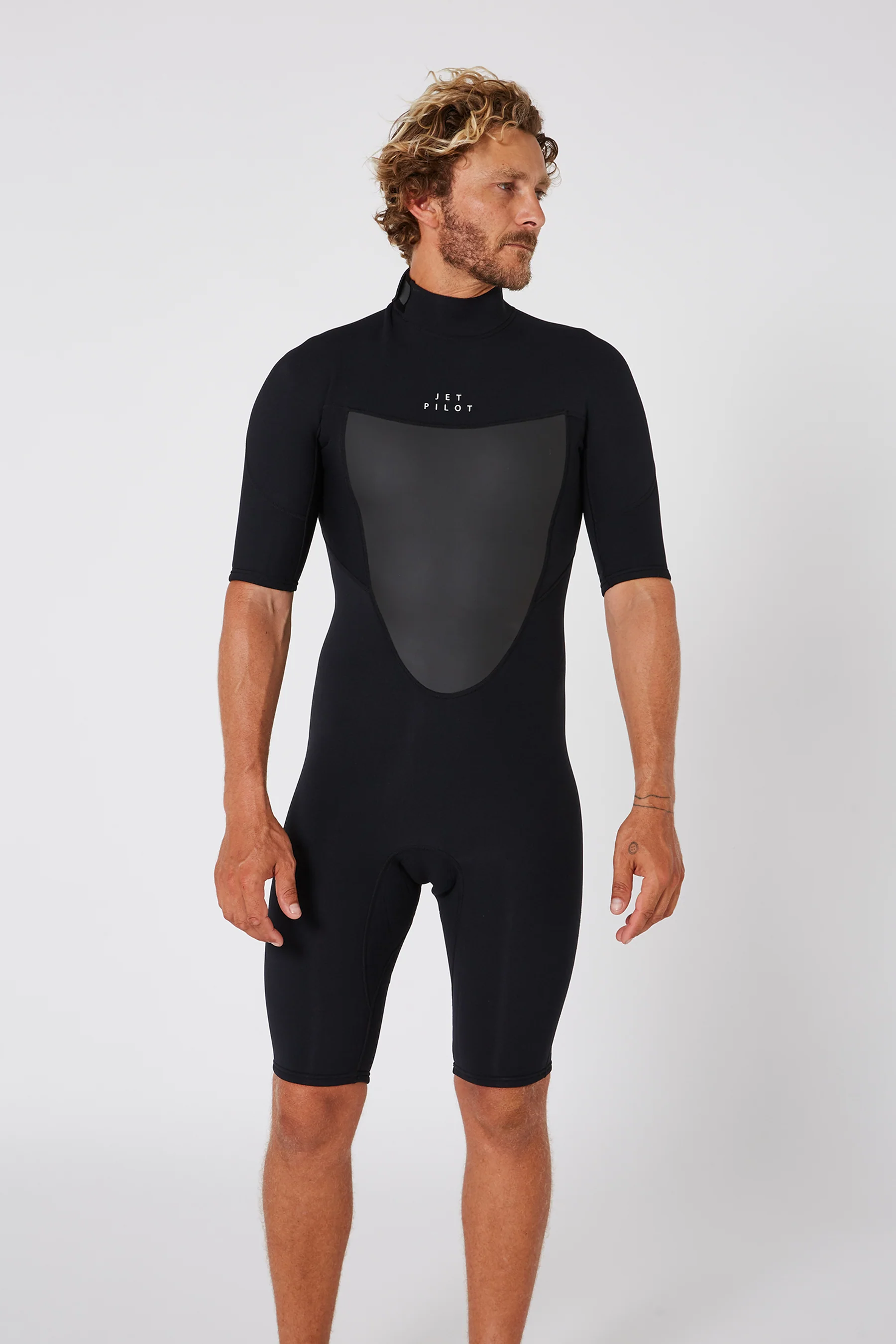 Jetpilot Flight Mens 2X2 Back Zip Short Sleeve Springsuit - Black