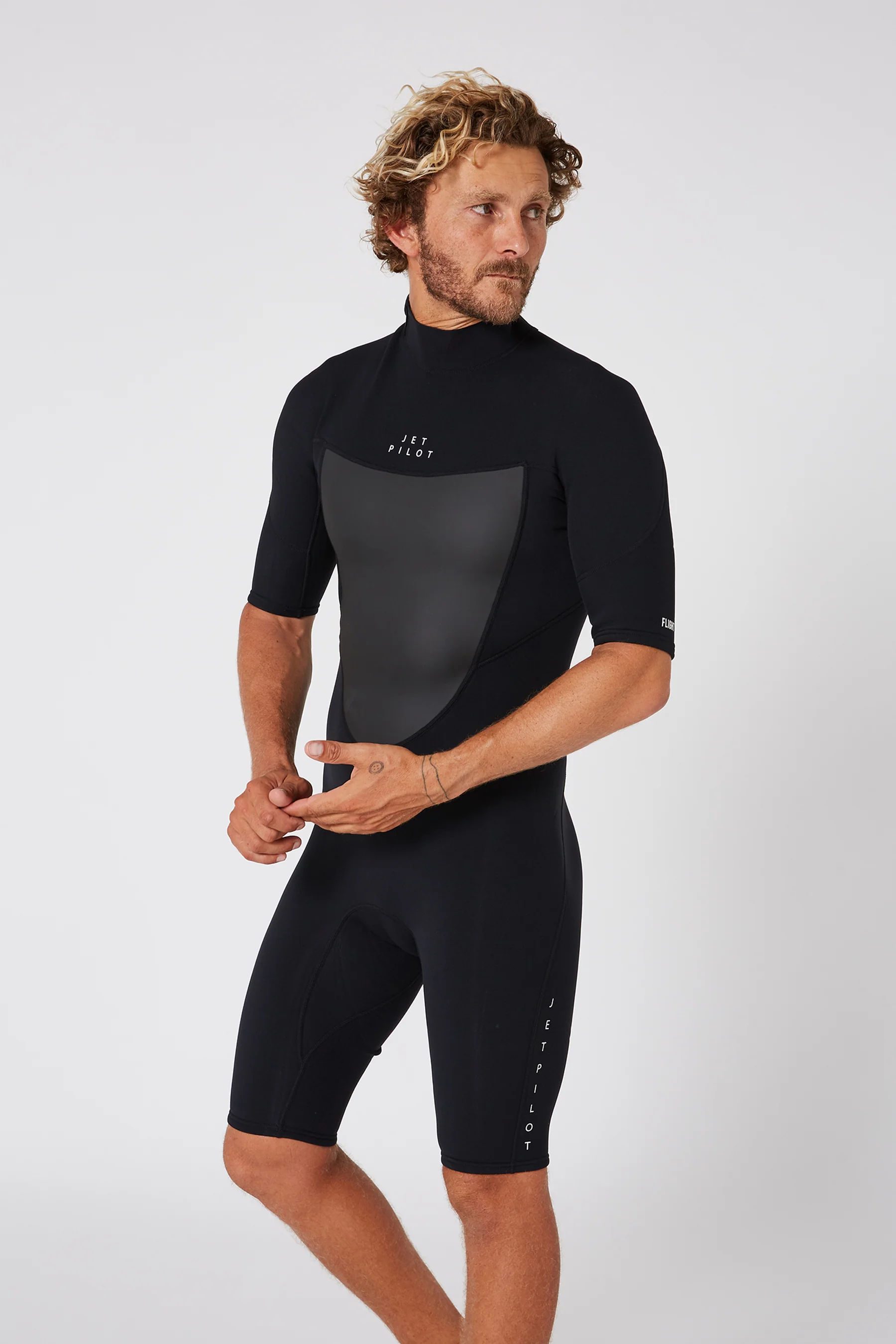 Jetpilot Flight Mens 2X2 Back Zip Short Sleeve Springsuit - Black - Image 10