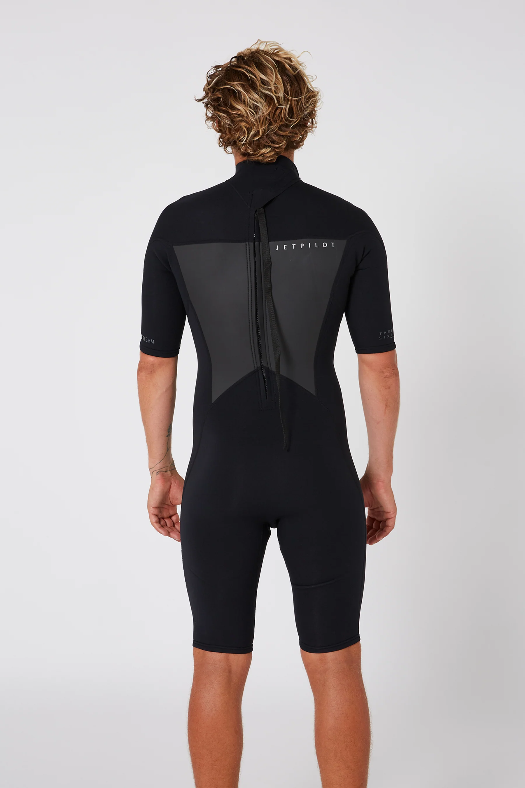 Jetpilot Flight Mens 2X2 Back Zip Short Sleeve Springsuit - Black - Image 11