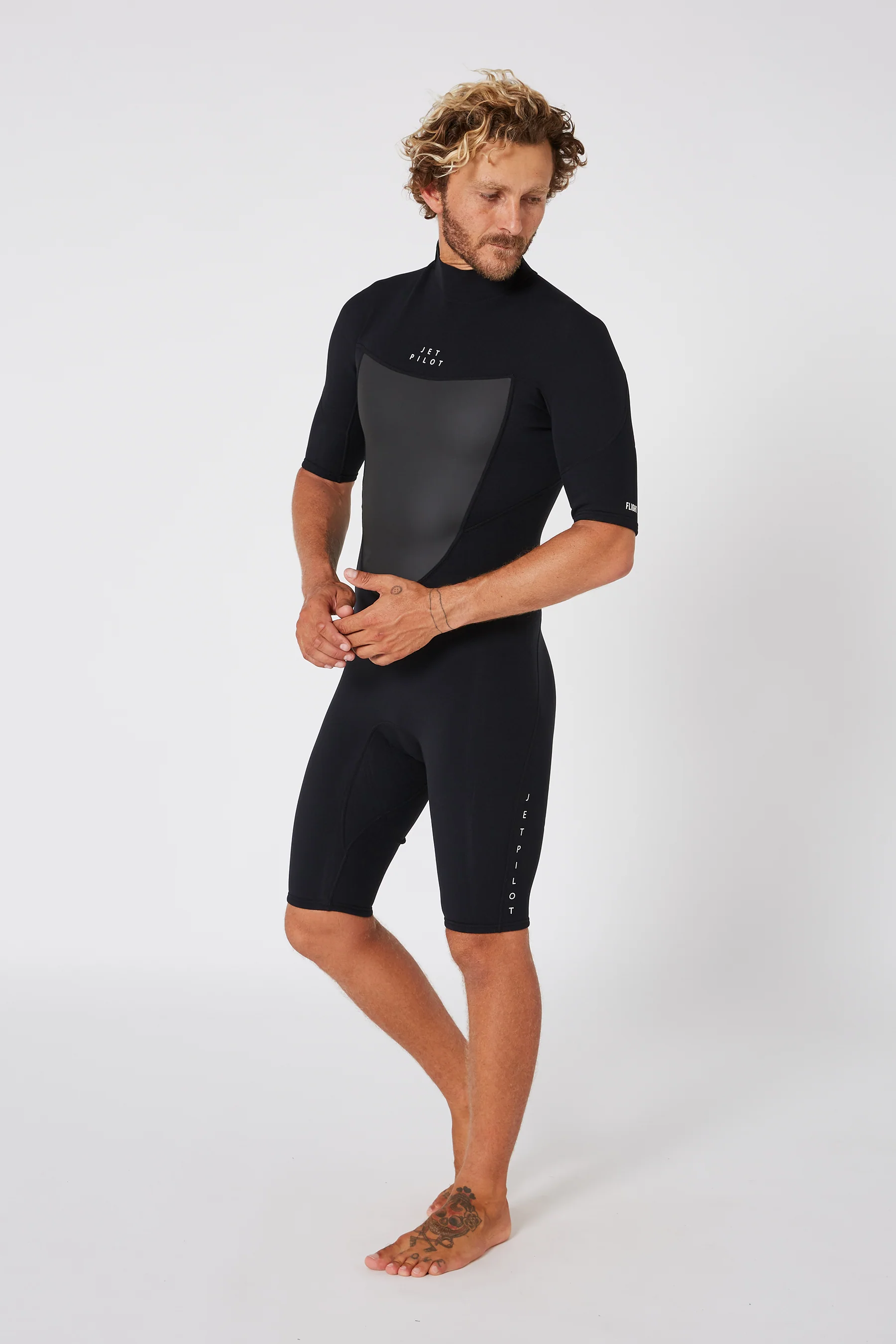 Jetpilot Flight Mens 2X2 Back Zip Short Sleeve Springsuit - Black - Image 12