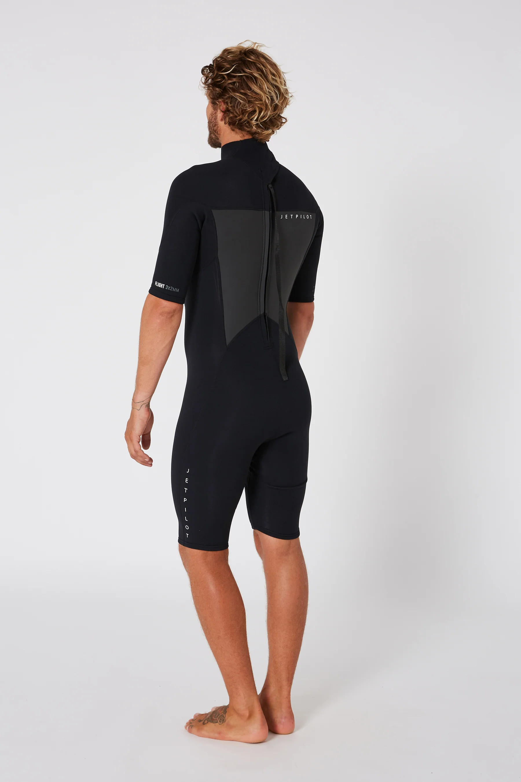 Jetpilot Flight Mens 2X2 Back Zip Short Sleeve Springsuit - Black - Image 13