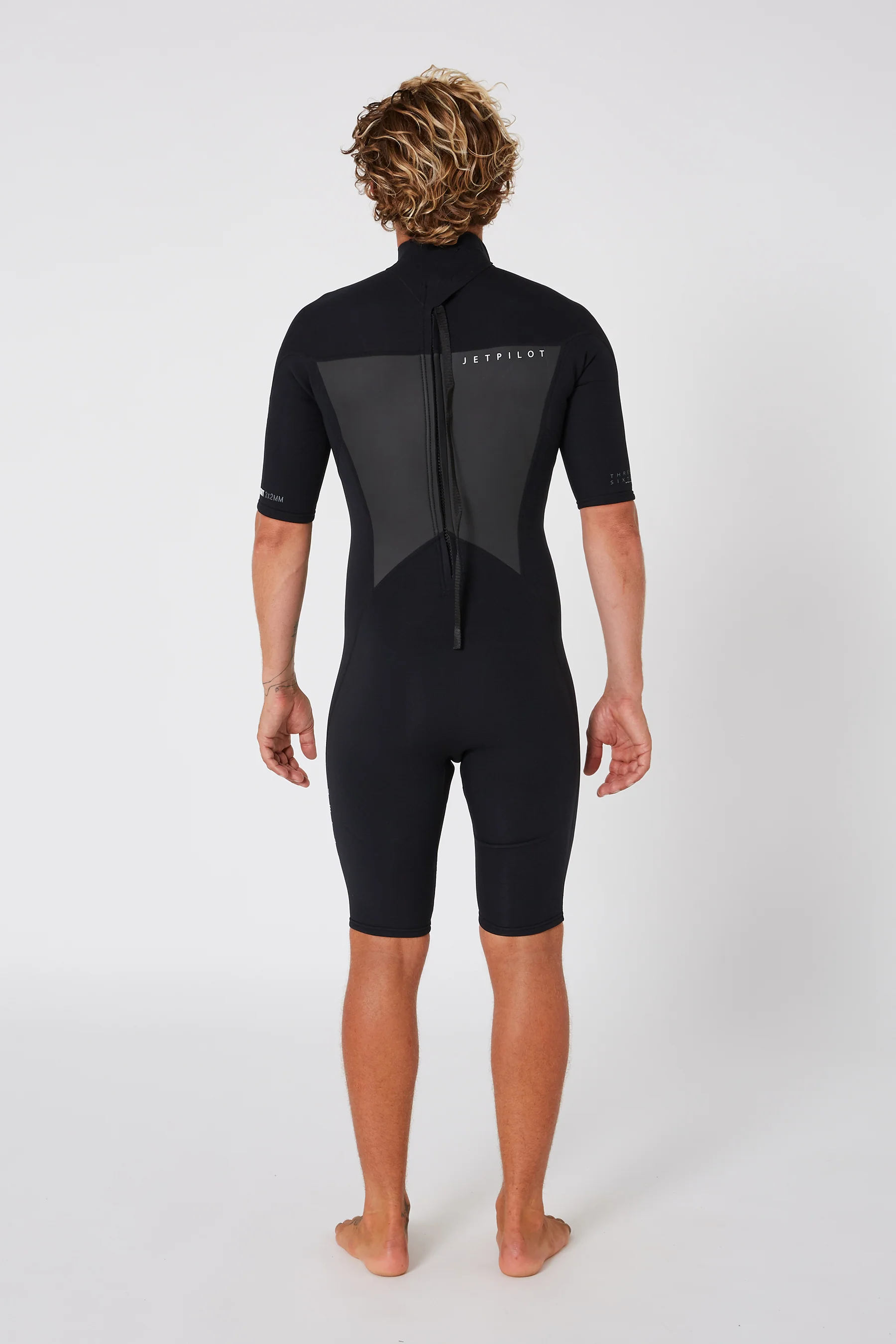 Jetpilot Flight Mens 2X2 Back Zip Short Sleeve Springsuit - Black - Image 14