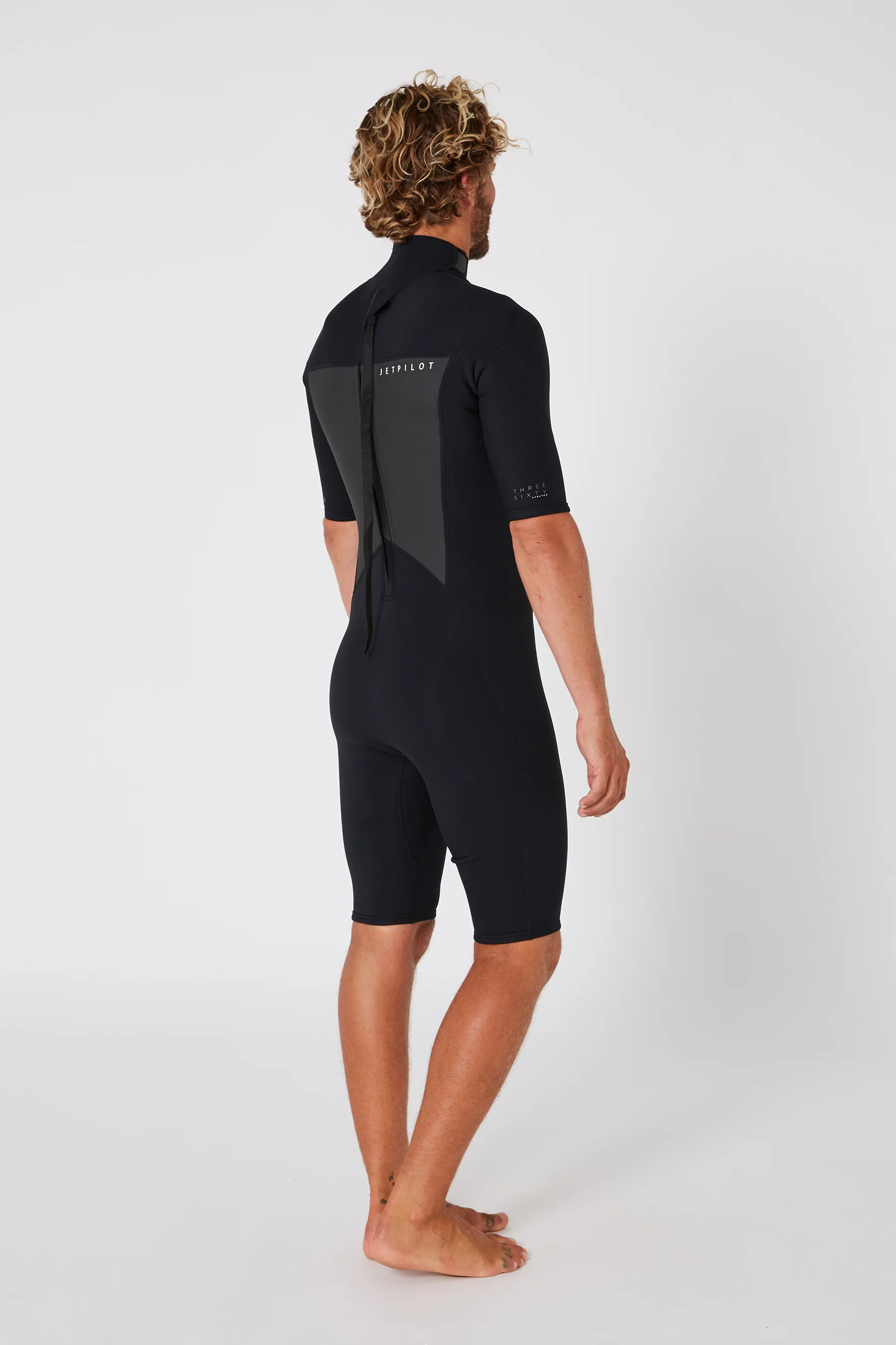 Jetpilot Flight Mens 2X2 Back Zip Short Sleeve Springsuit - Black - Image 15