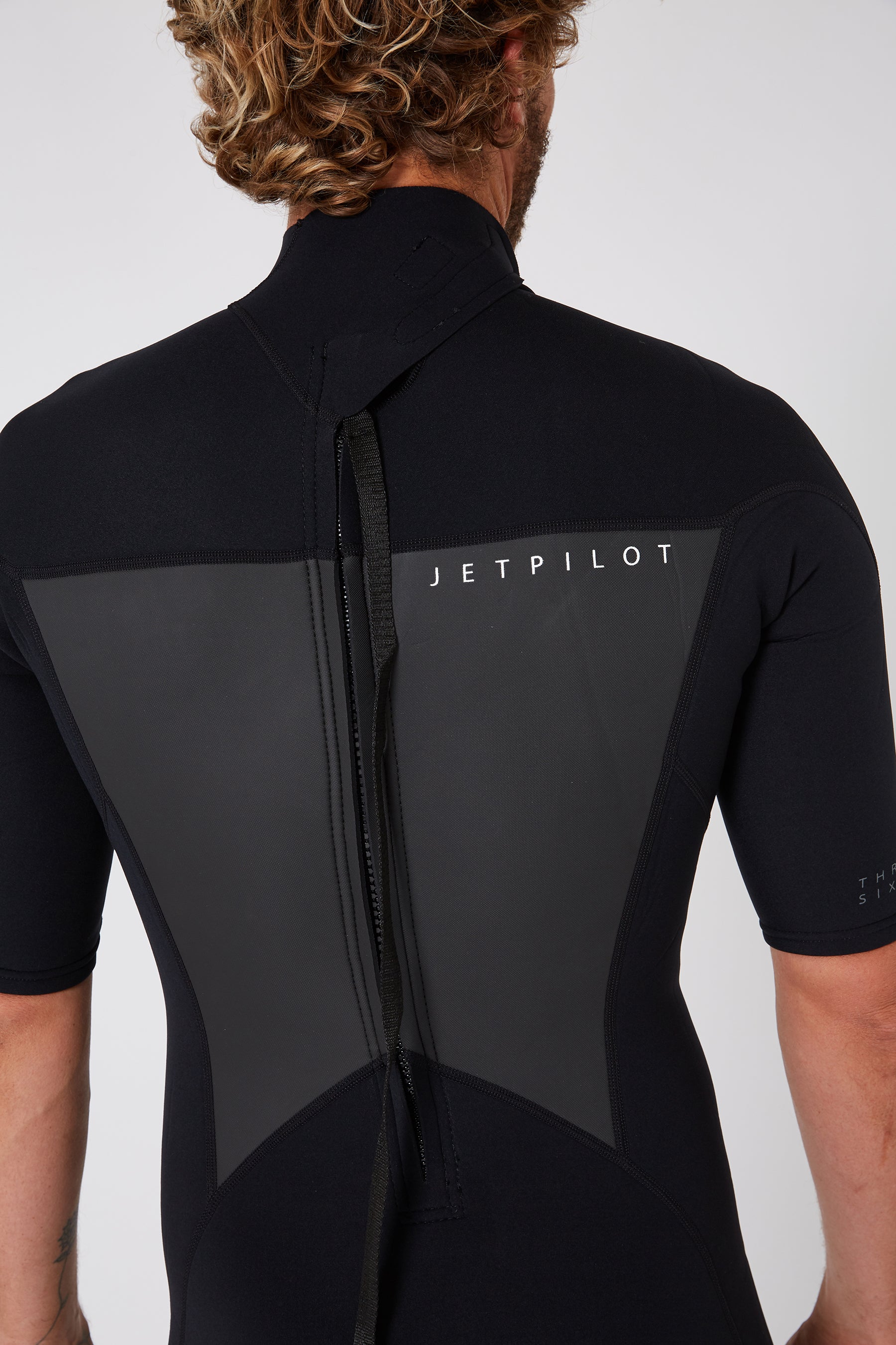 Jetpilot Flight Mens 2X2 Back Zip Short Sleeve Springsuit - Black - Image 17
