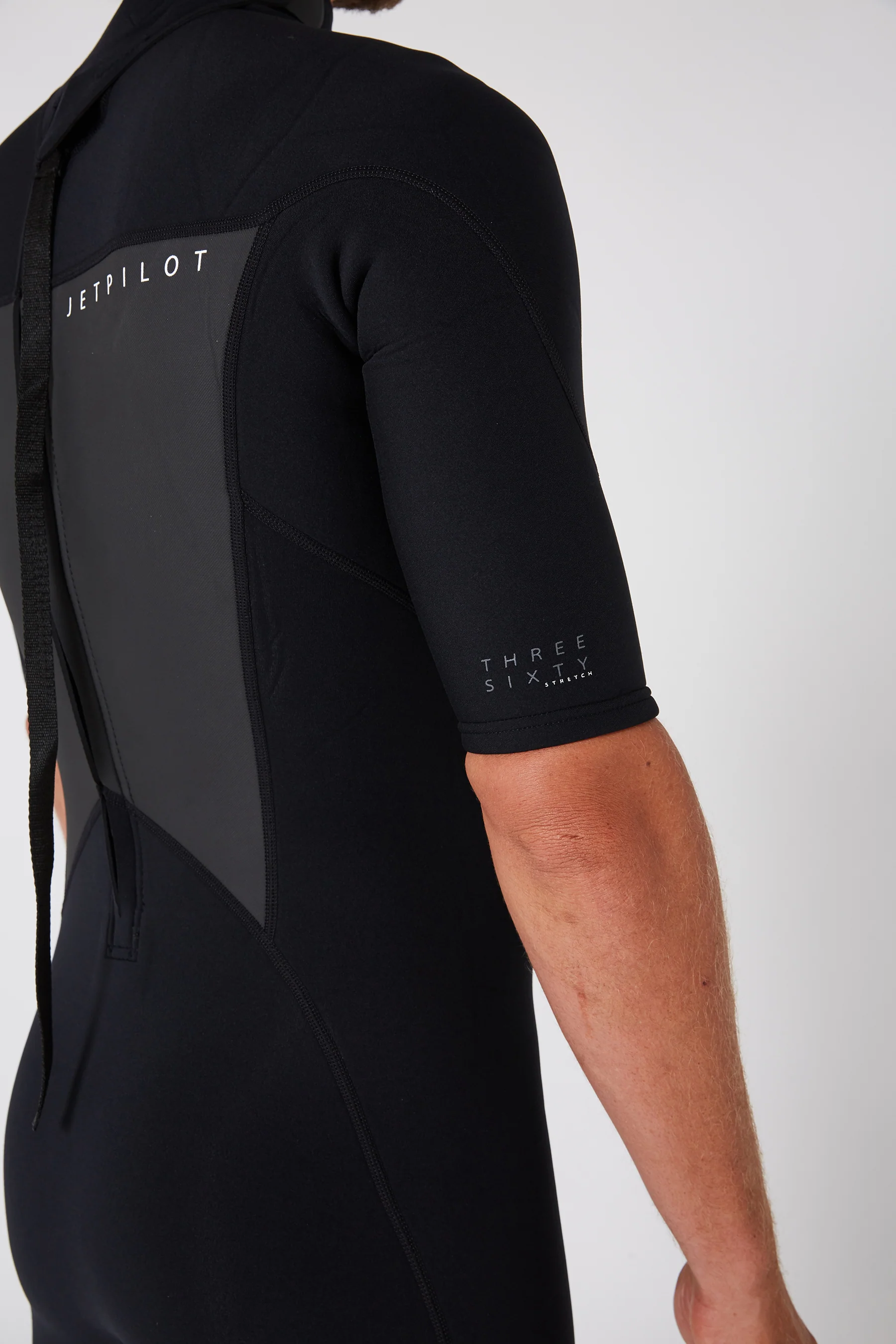 Jetpilot Flight Mens 2X2 Back Zip Short Sleeve Springsuit - Black - Image 18