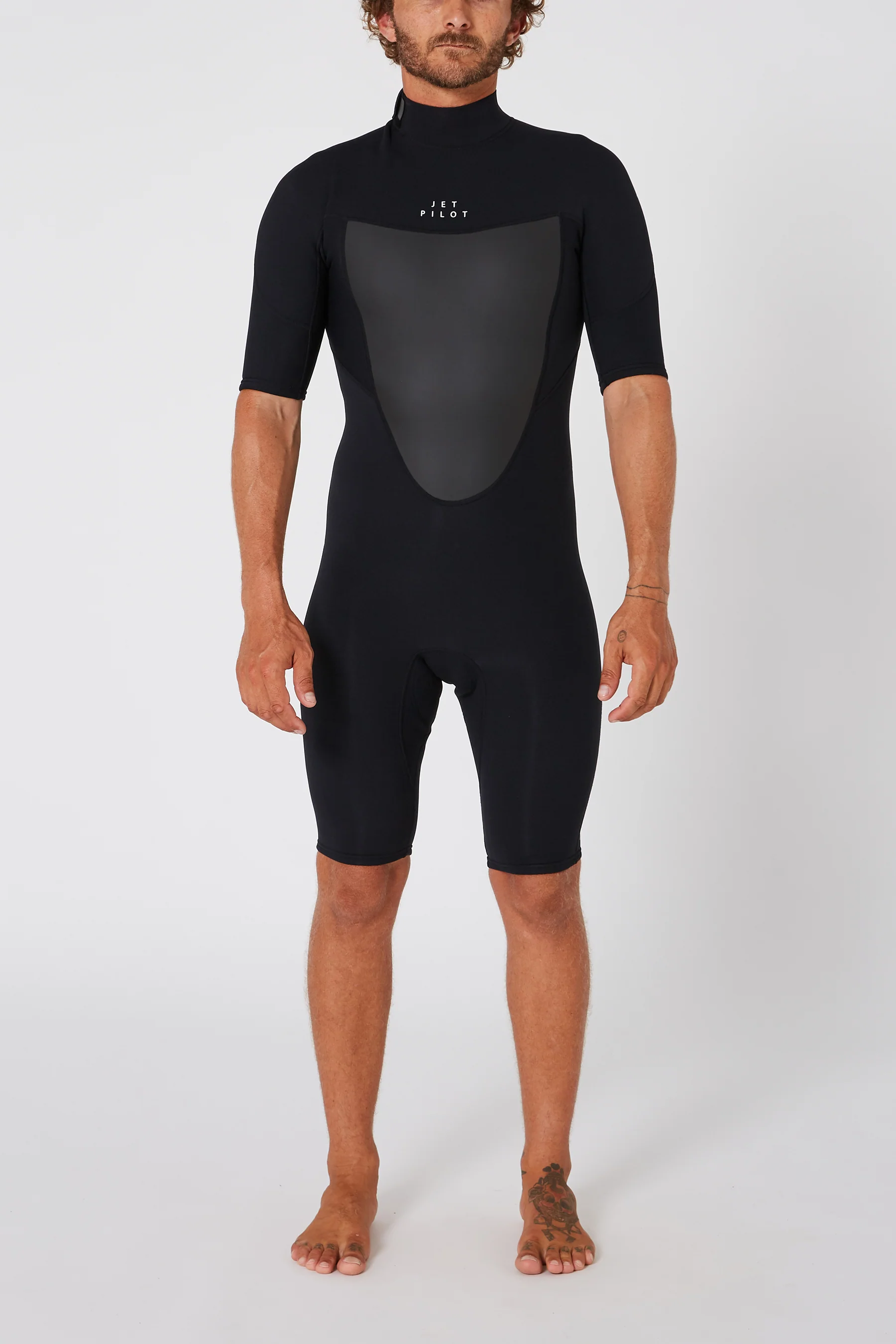 Jetpilot Flight Mens 2X2 Back Zip Short Sleeve Springsuit - Black - Image 19