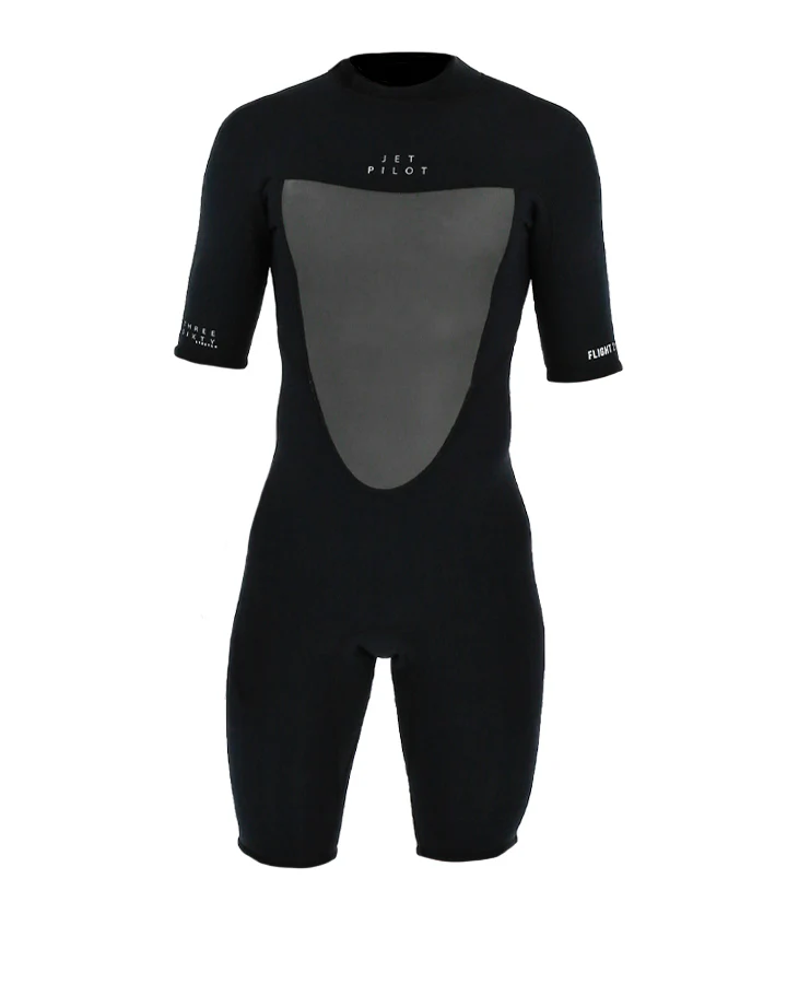 Jetpilot Flight Mens 2X2 Back Zip Short Sleeve Springsuit - Black - Image 2