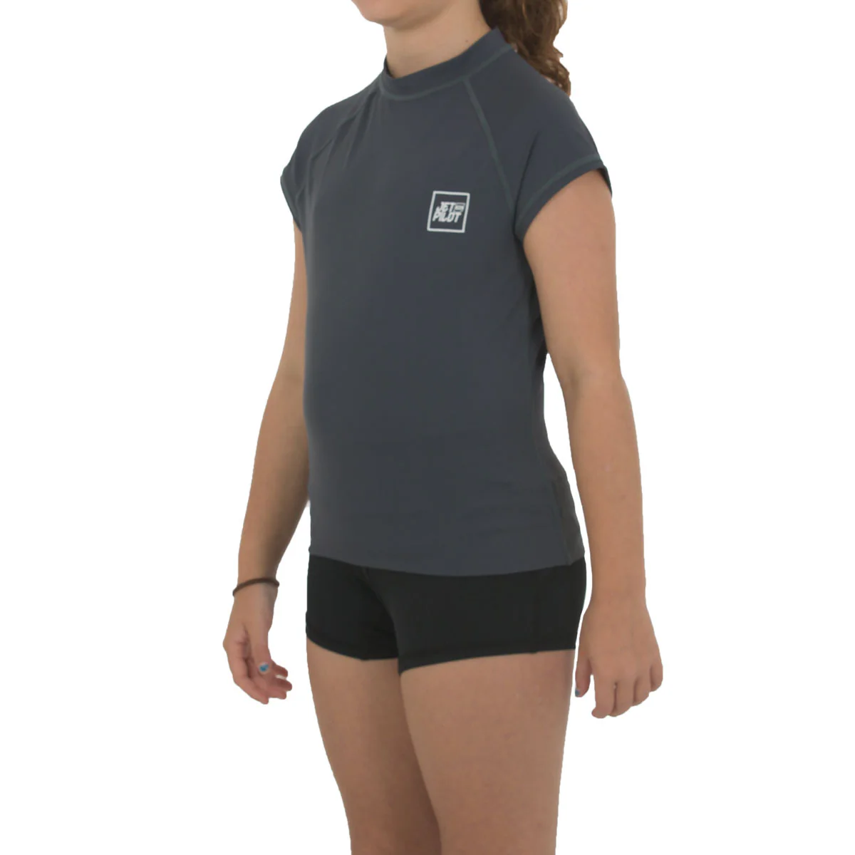 Jetpilot Posse Youth Girls S/S Rashie - Charcoal - Image 3