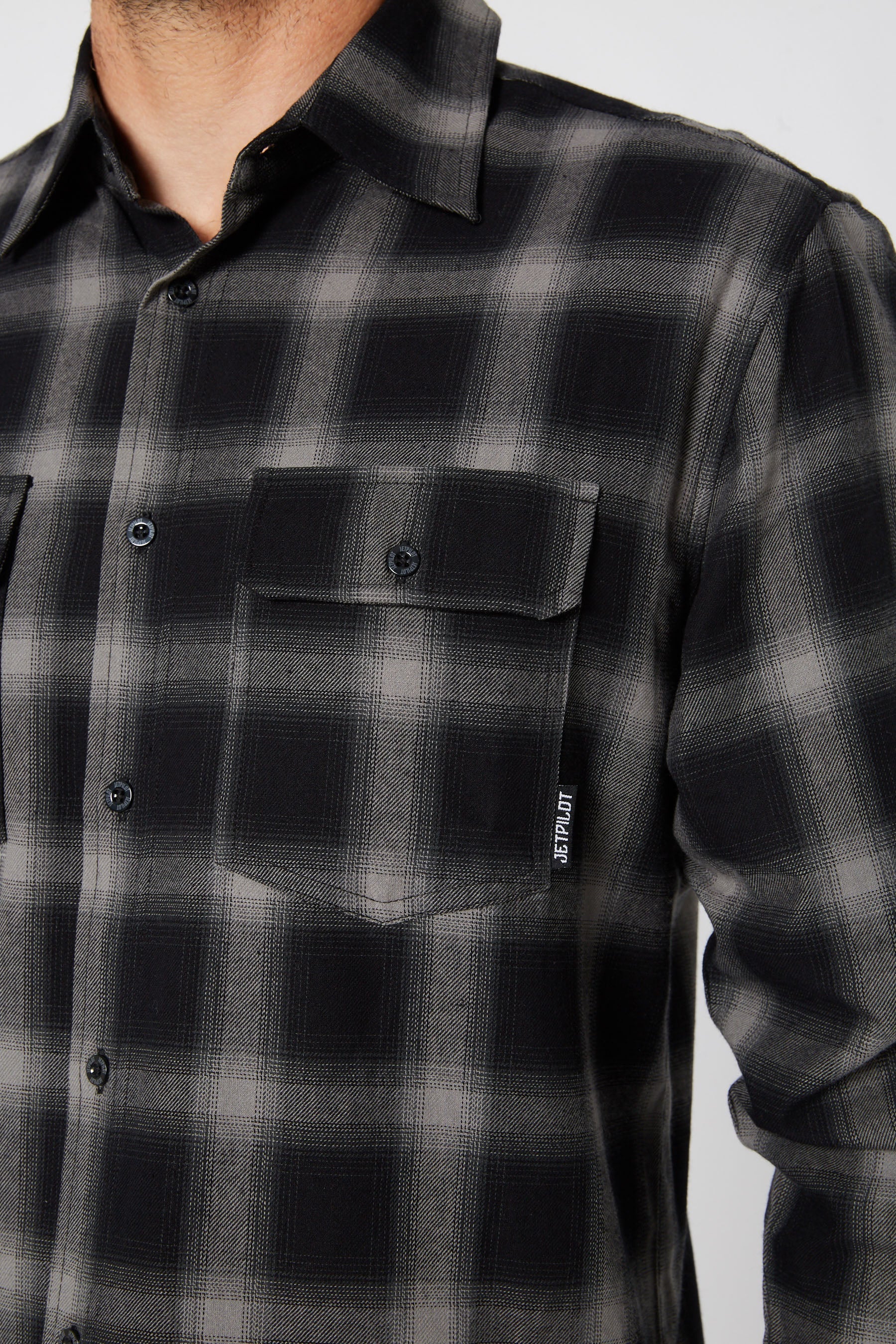 Jetpilot Mens Flannel Shirt - Black - Image 4