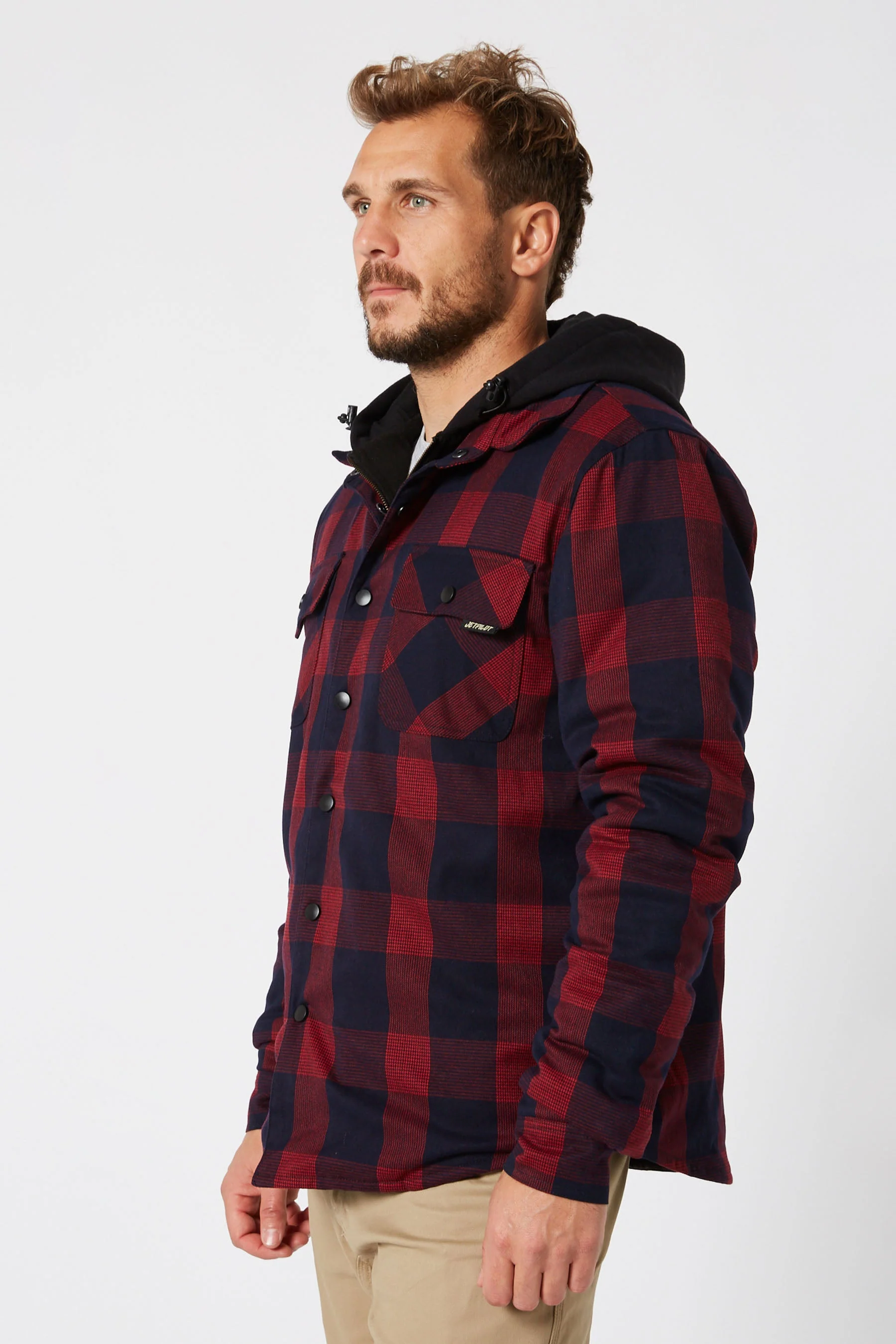 Jetpilot Quilted Mens Flannel Jacket - Red - Image 4