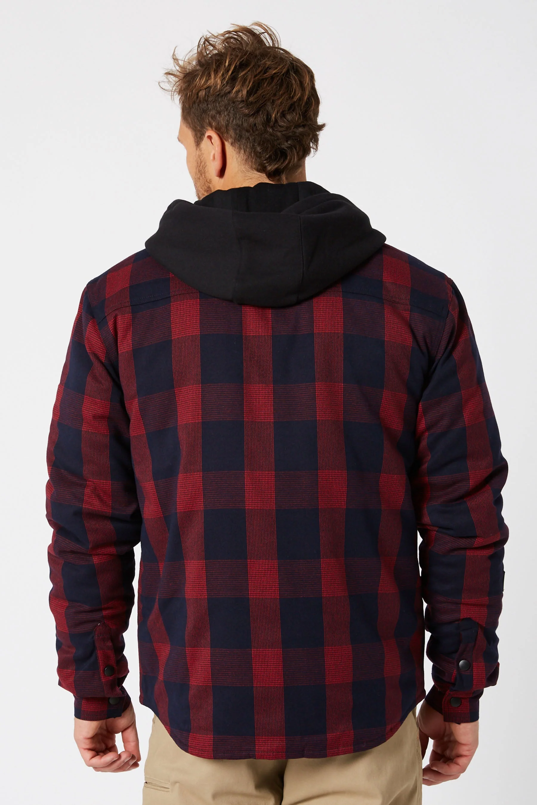 Jetpilot Quilted Mens Flannel Jacket - Red - Image 5