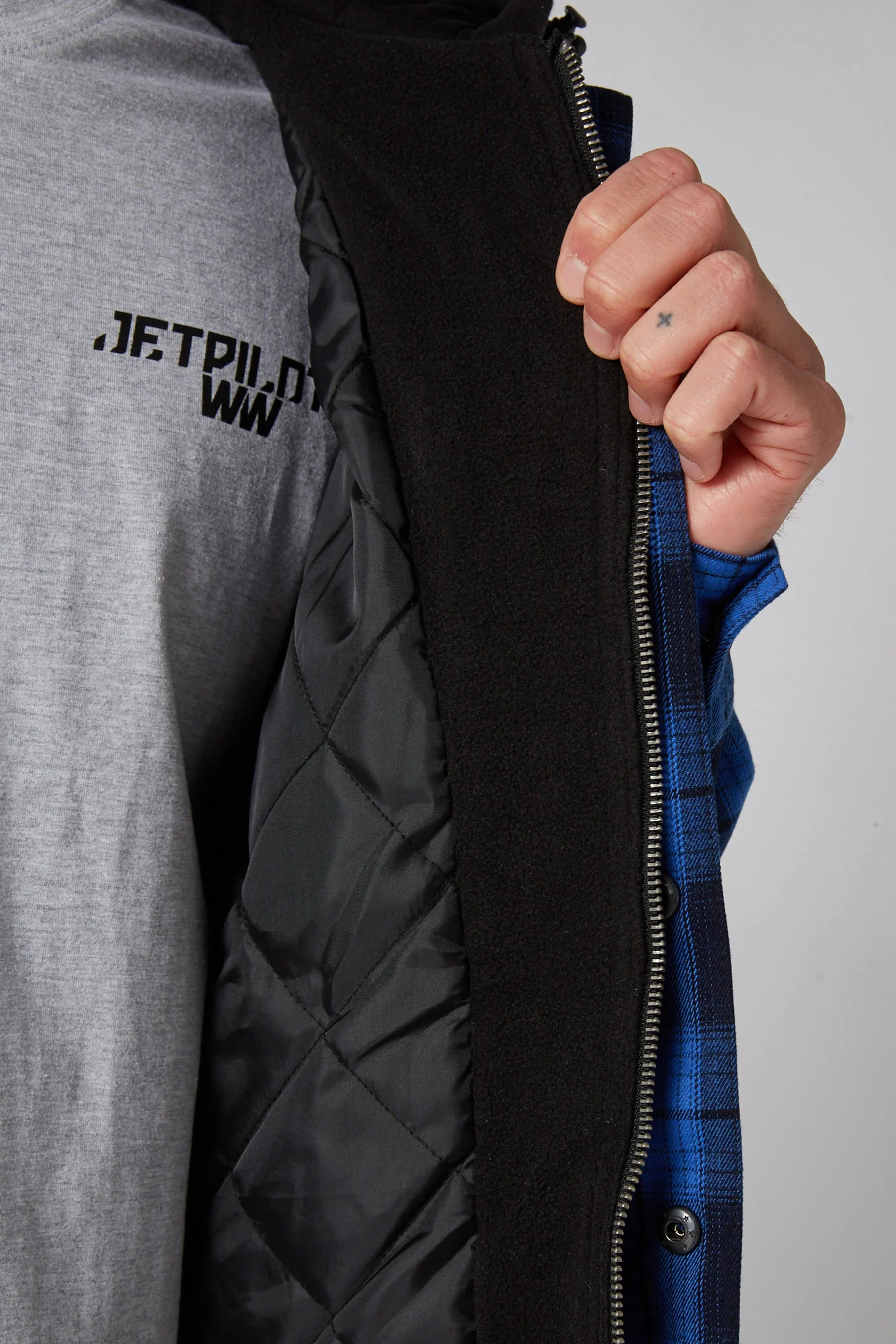 Jetpilot Quilted Mens Flannel Jacket - Blue - Image 5