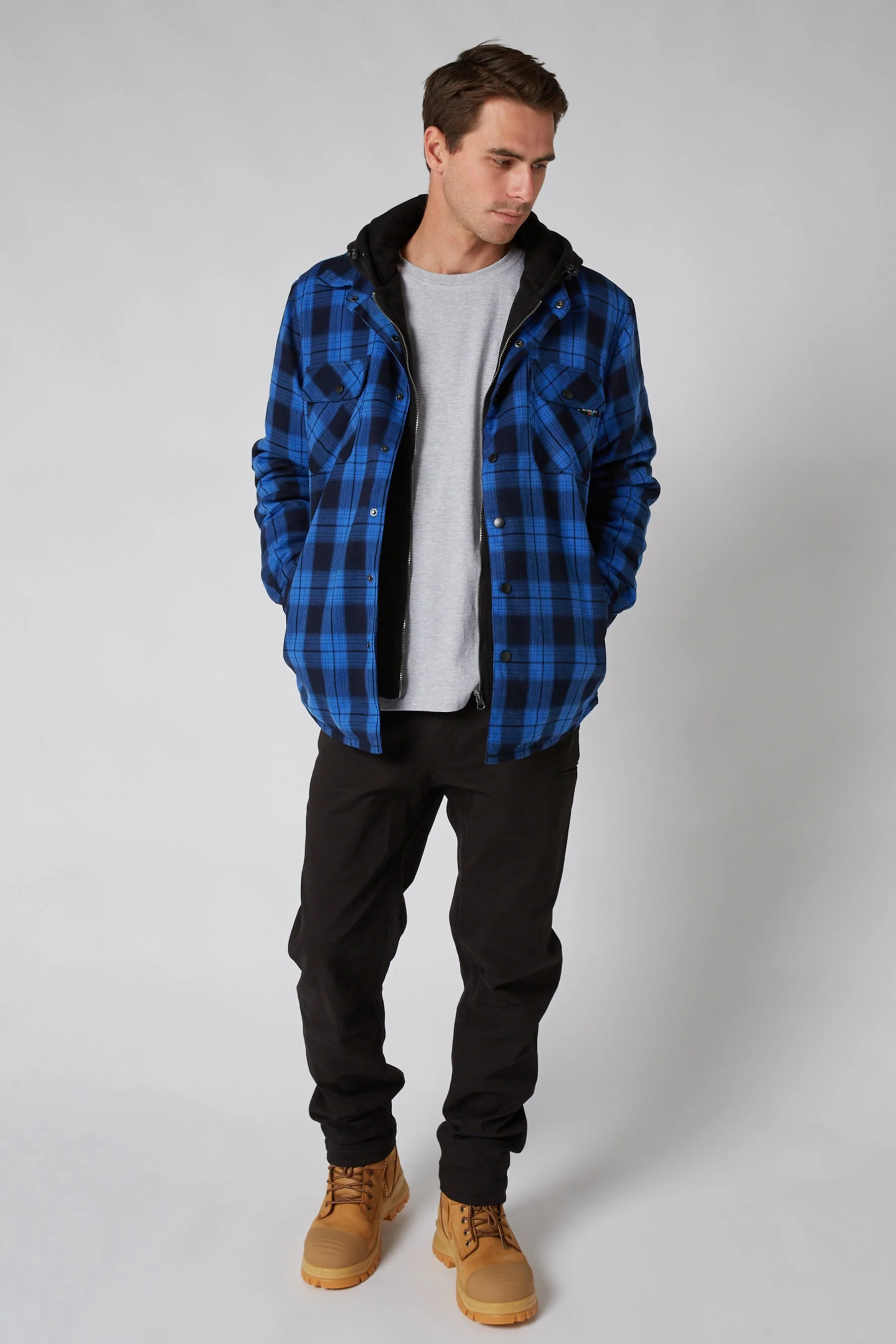 Jetpilot Quilted Mens Flannel Jacket - Blue - Image 6