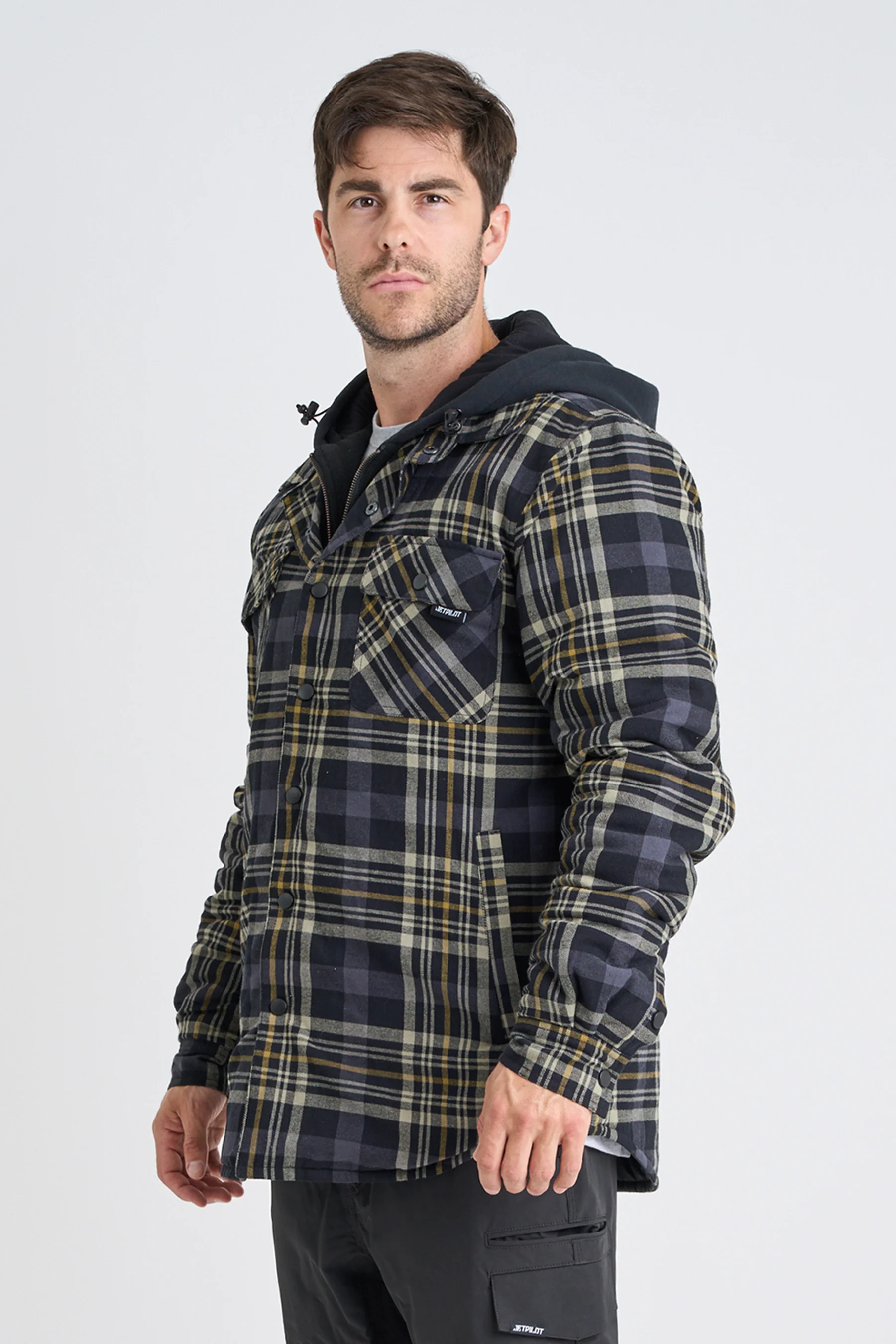 Jetpilot Quilted Mens Flannel Jacket - Grey - Image 3