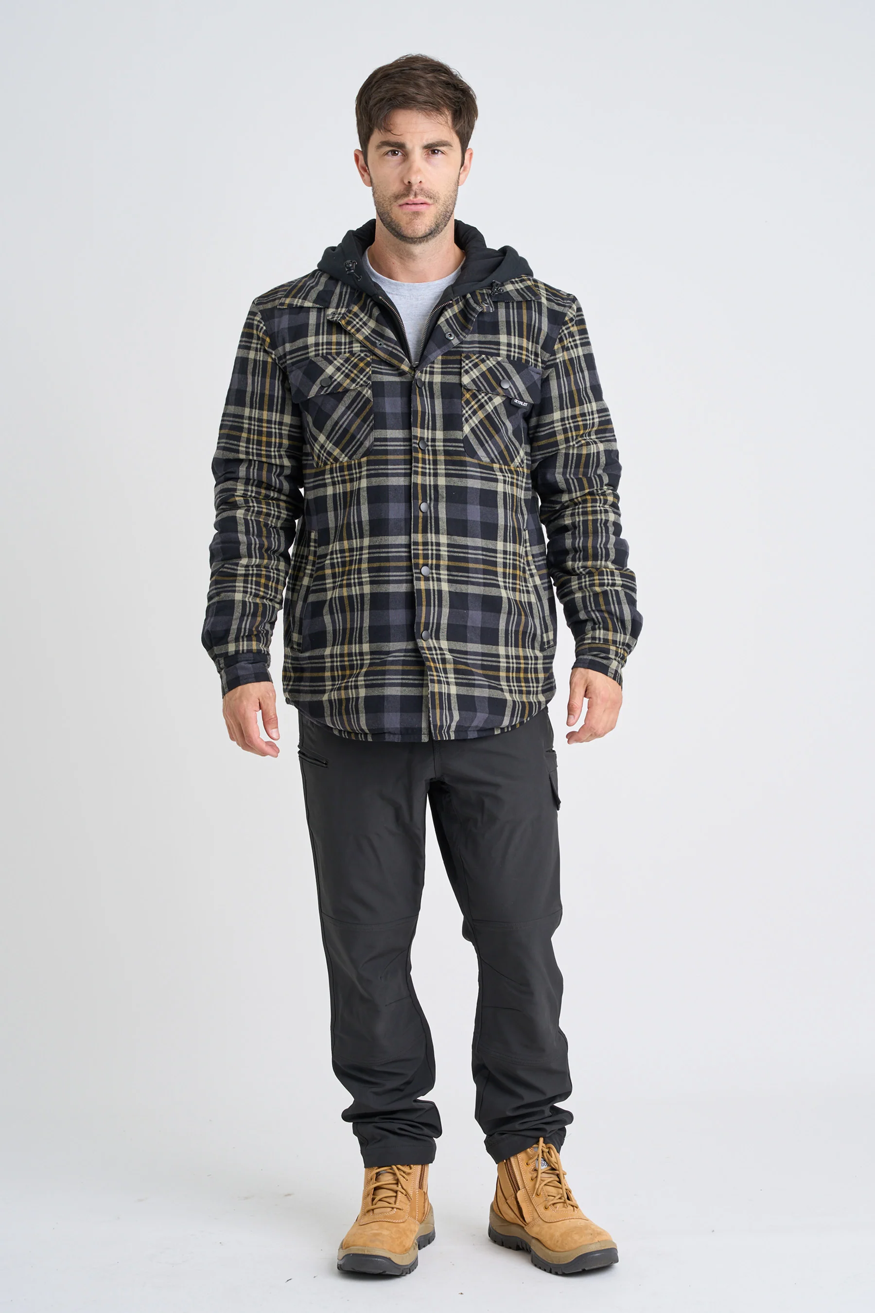 Jetpilot Quilted Mens Flannel Jacket - Grey - Image 5