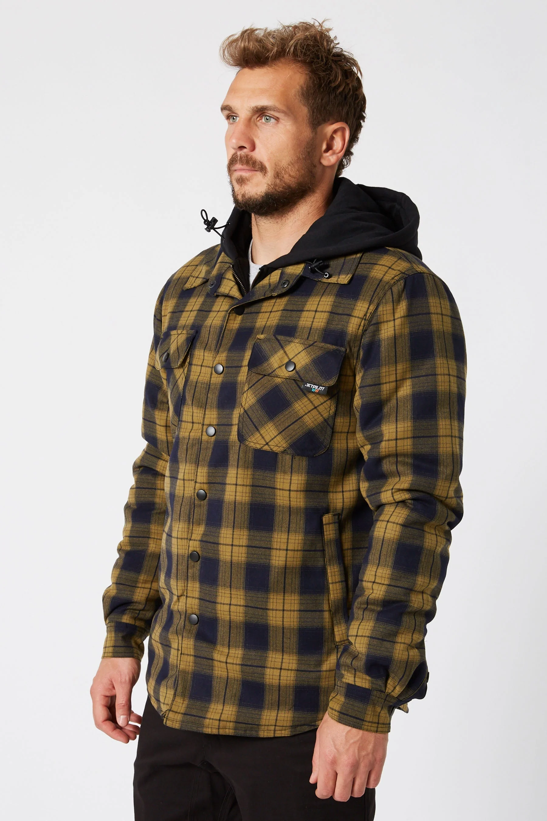 Jetpilot Quilted Mens Flannel Jacket - Mustard - Image 3