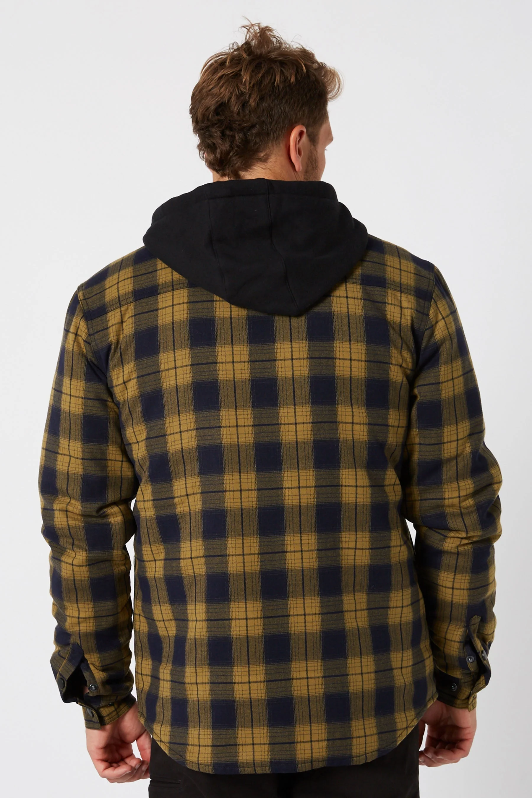 Jetpilot Quilted Mens Flannel Jacket - Mustard - Image 4