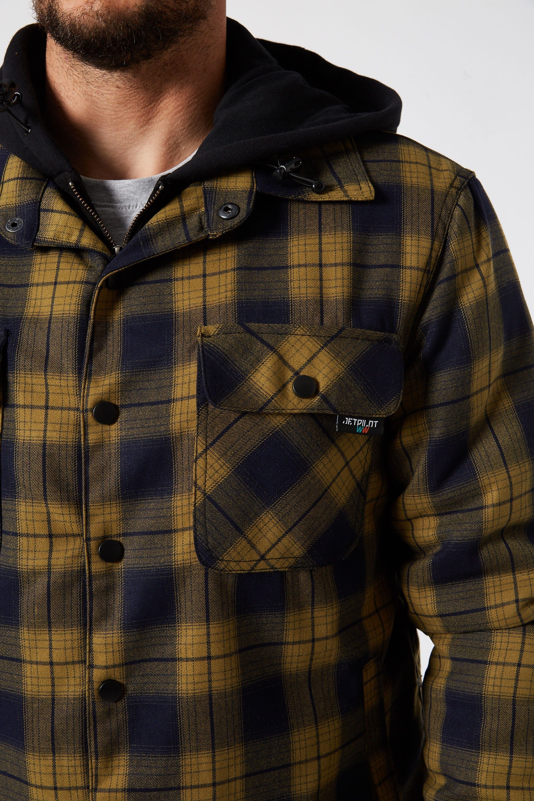 Jetpilot Quilted Mens Flannel Jacket - Mustard - Image 7