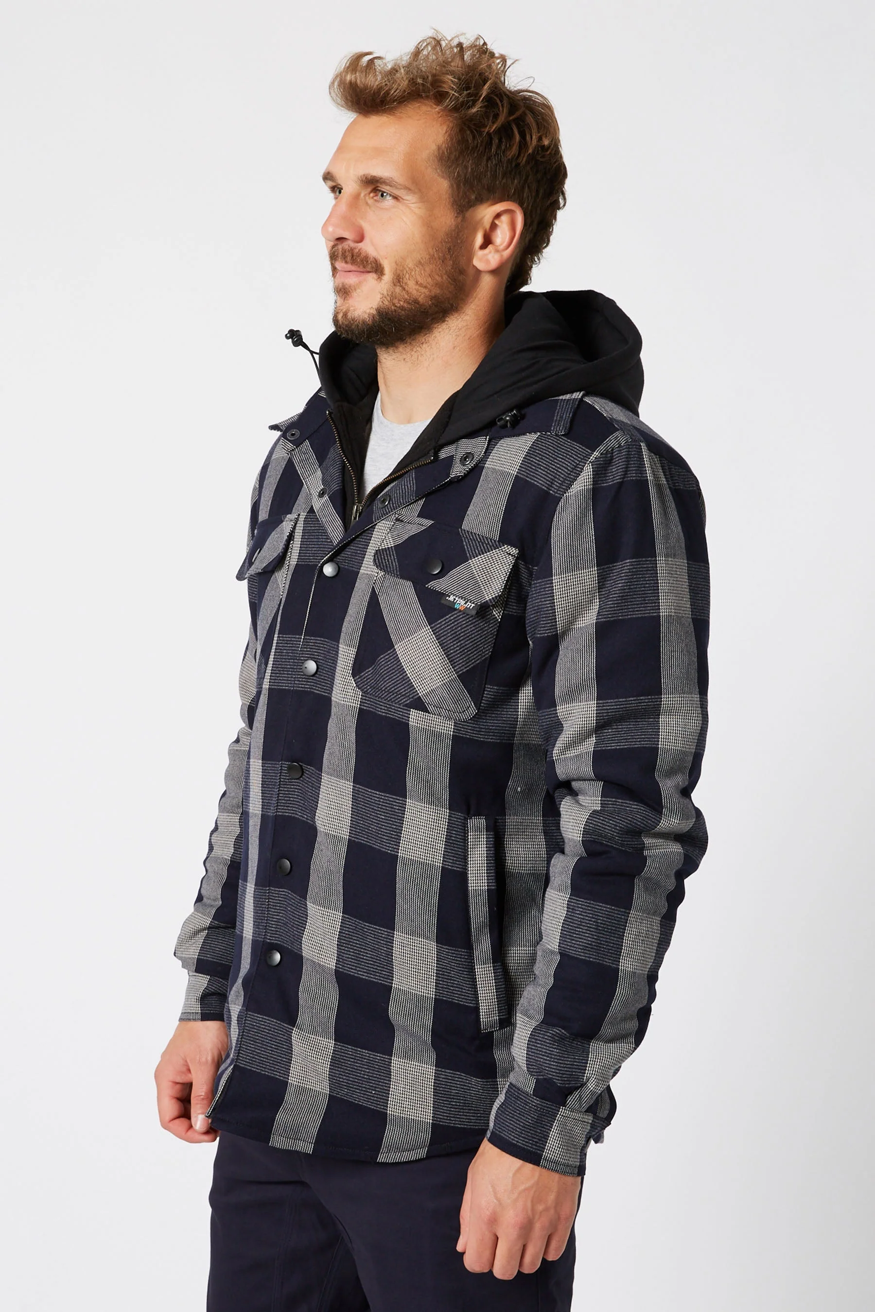 Jetpilot Quilted Mens Flannel Jacket - Black - Image 3