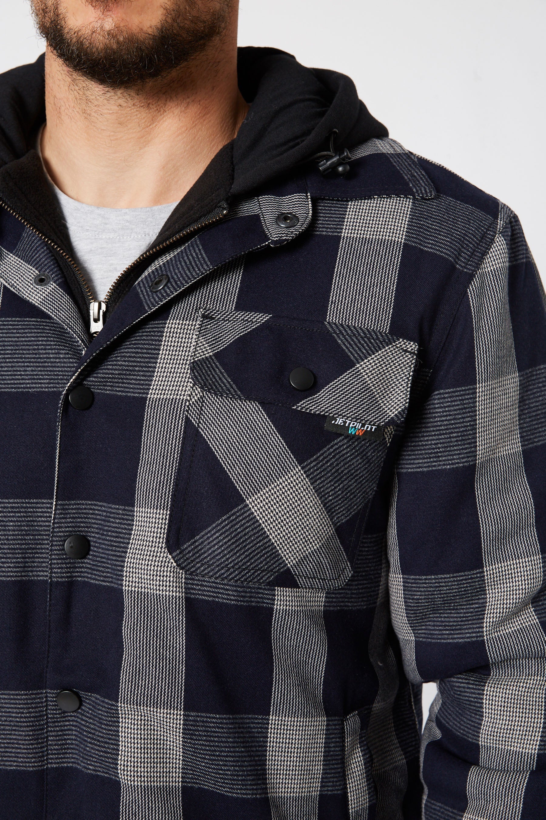 Jetpilot Quilted Mens Flannel Jacket - Black - Image 6