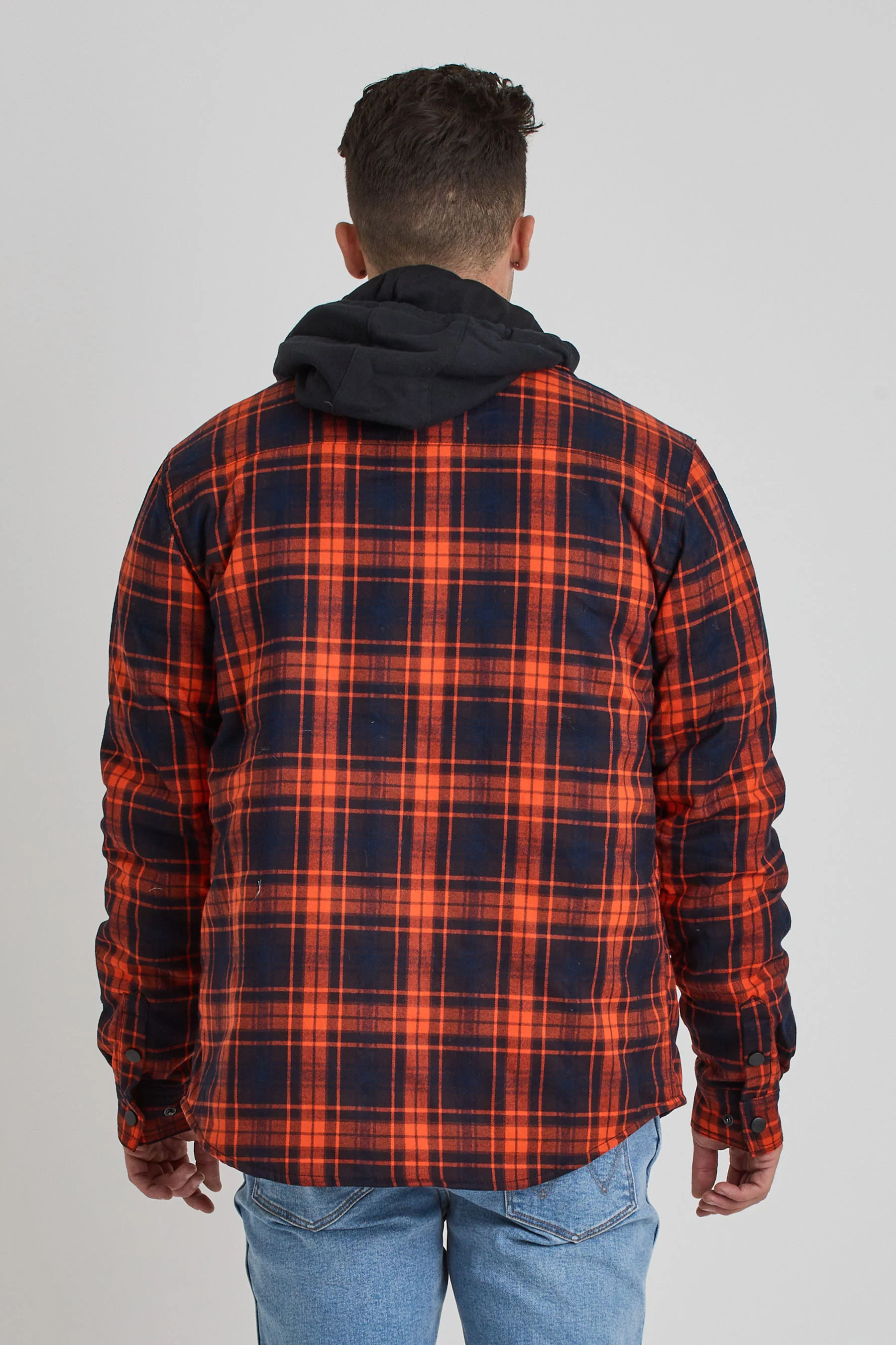 Jetpilot Quilted Mens Flannel Jacket - Orange - Image 3