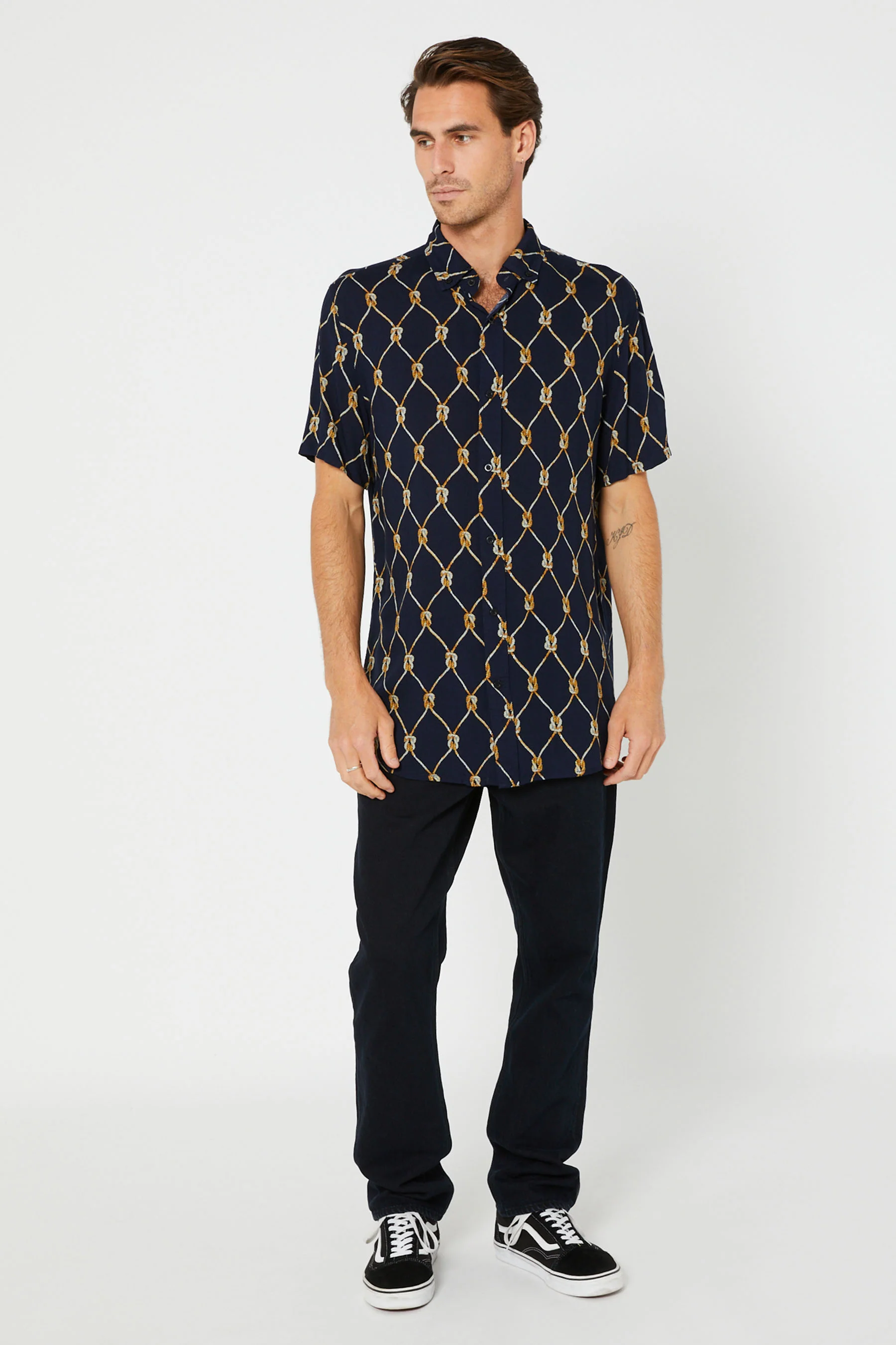 Jetpilot Rope Mens S/S Shirt - Navy - Image 4