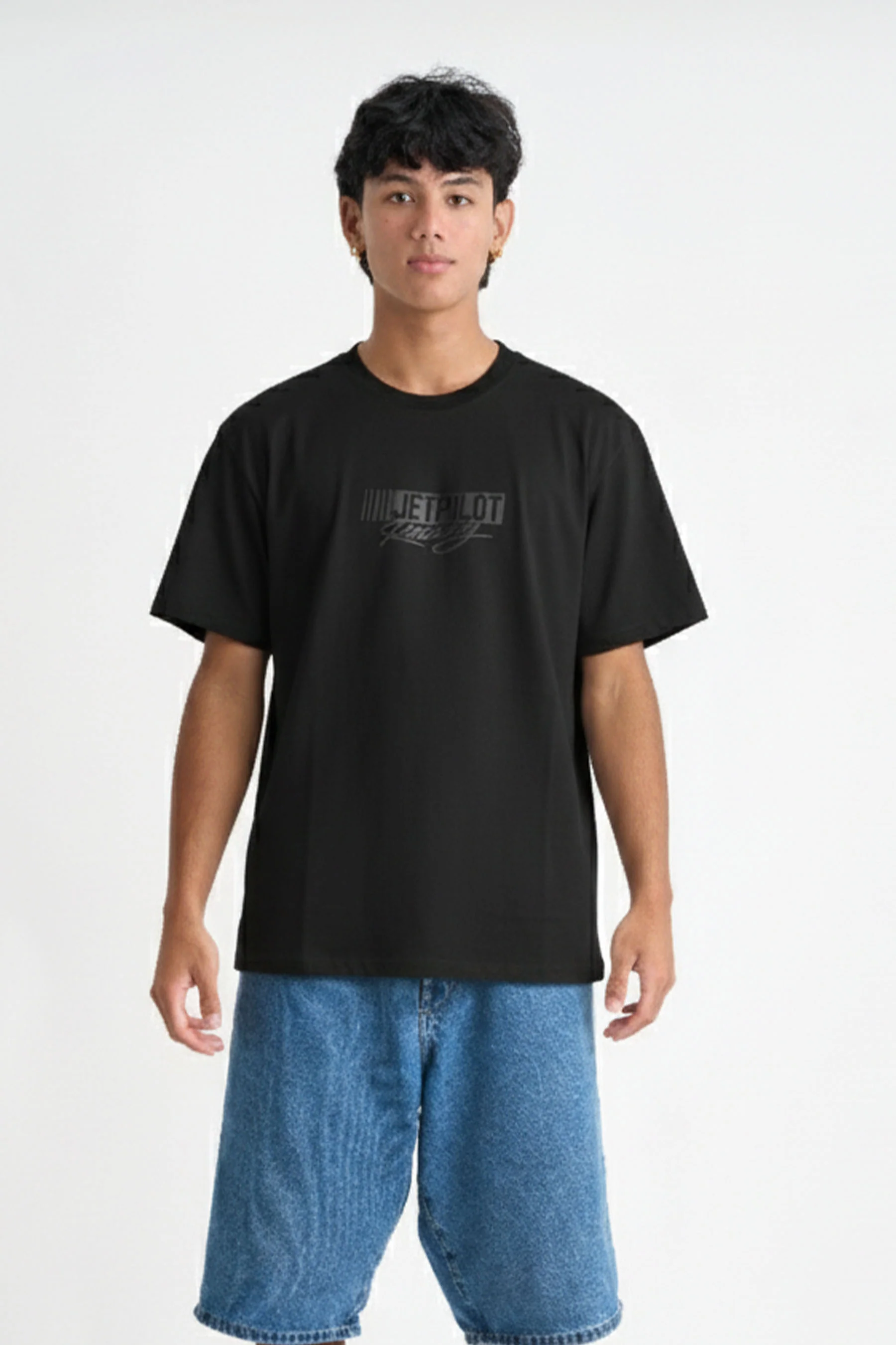 Jetpilot Stacked Racing Tee - Black - Image 2