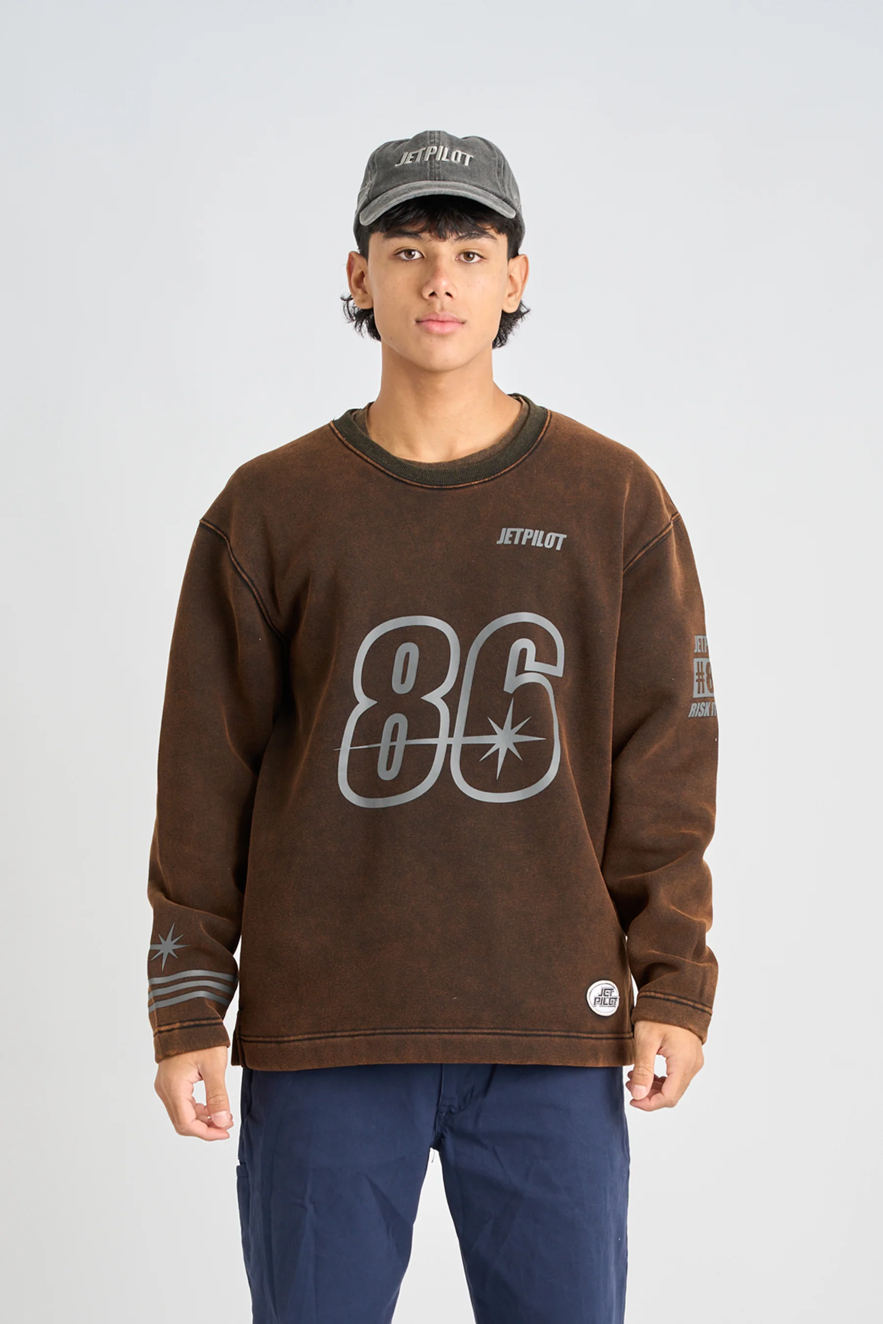 Jetpilot Star Crew Sweatshirt - Acid Black - Image 3