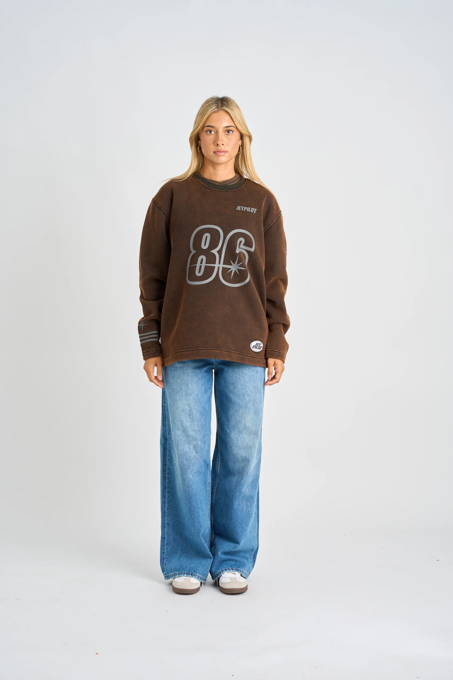 Jetpilot Star Crew Sweatshirt - Acid Black - Image 5