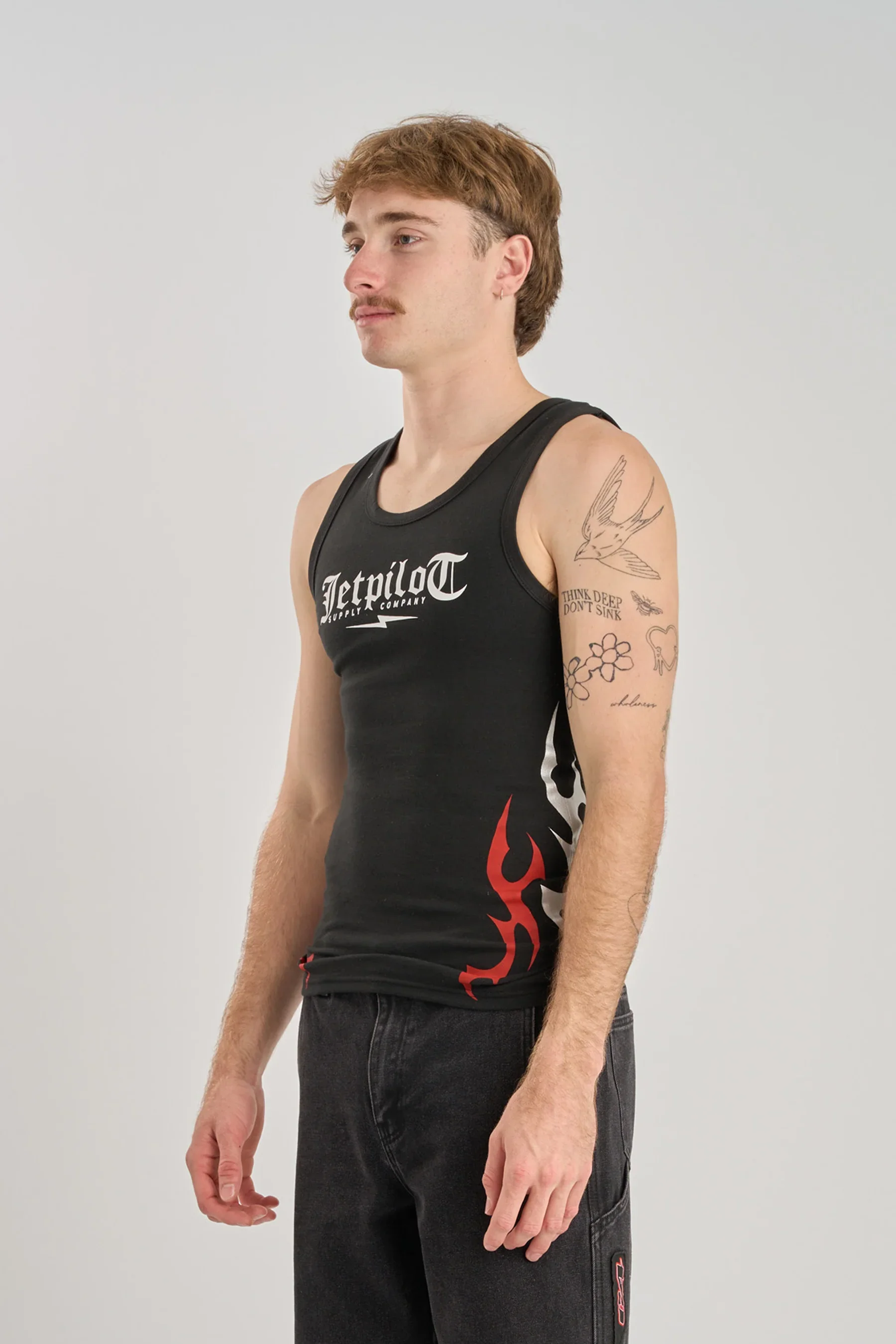 Jetpilot Tribal Singlet - Black - Image 3