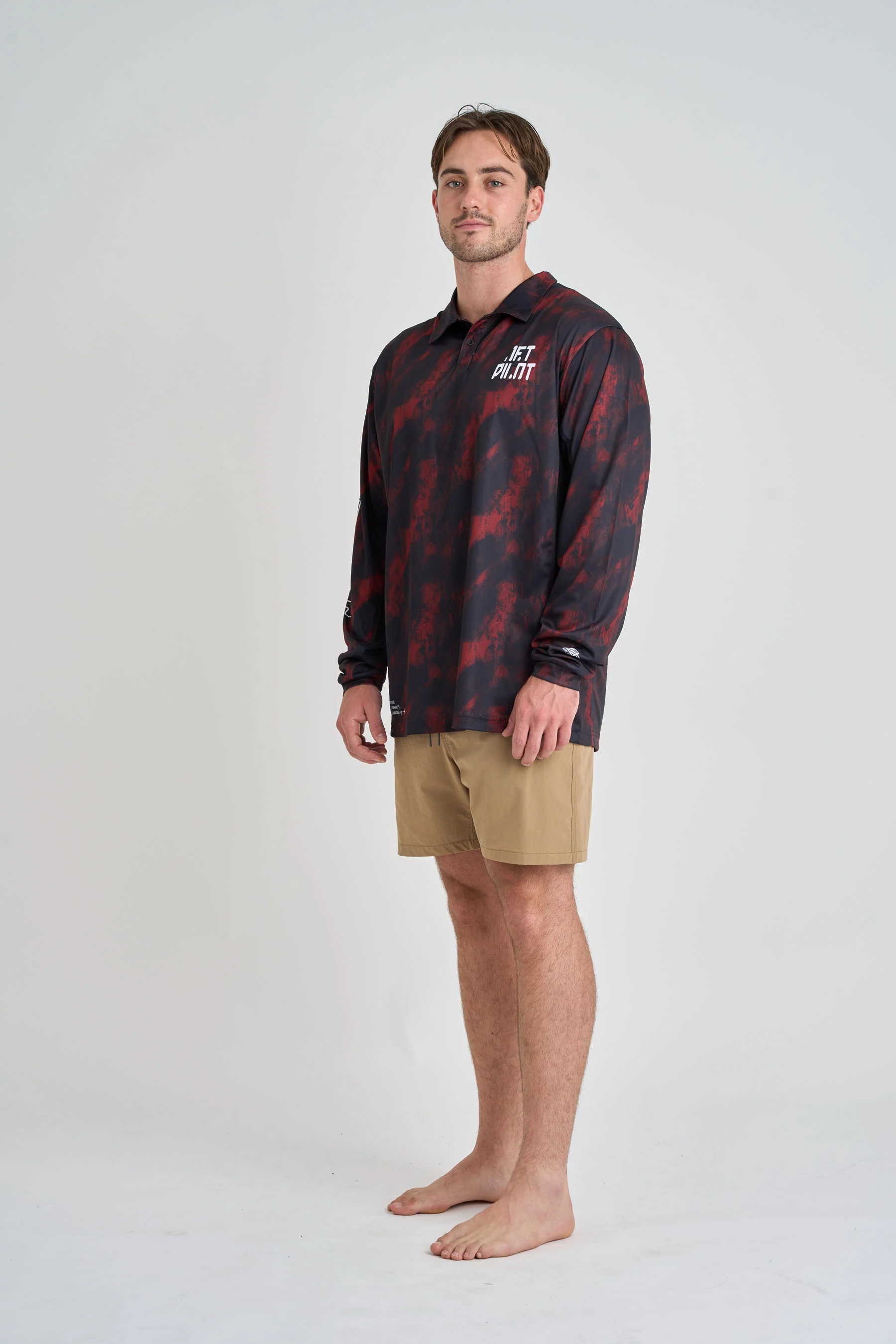 Jetpilot Venture Long Sleeve Fishing Polo - Red - Image 3