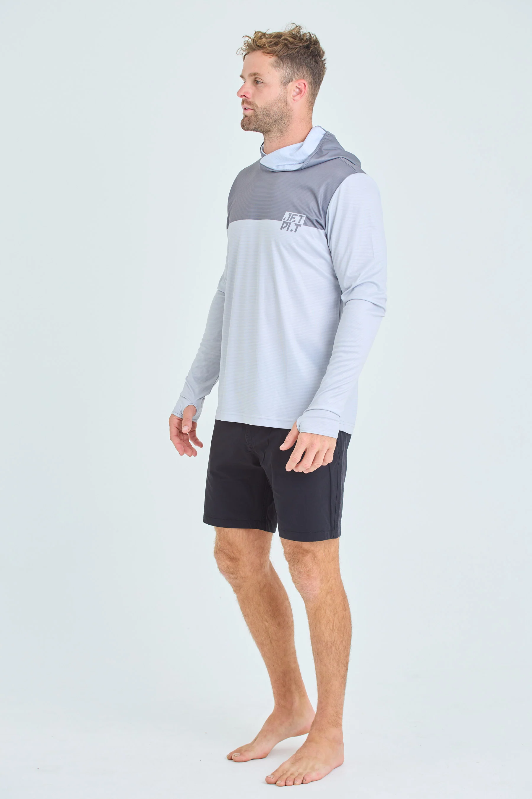 Jetpilot Venture Mens LS Hooded Hydro Tee - Grey - Image 2