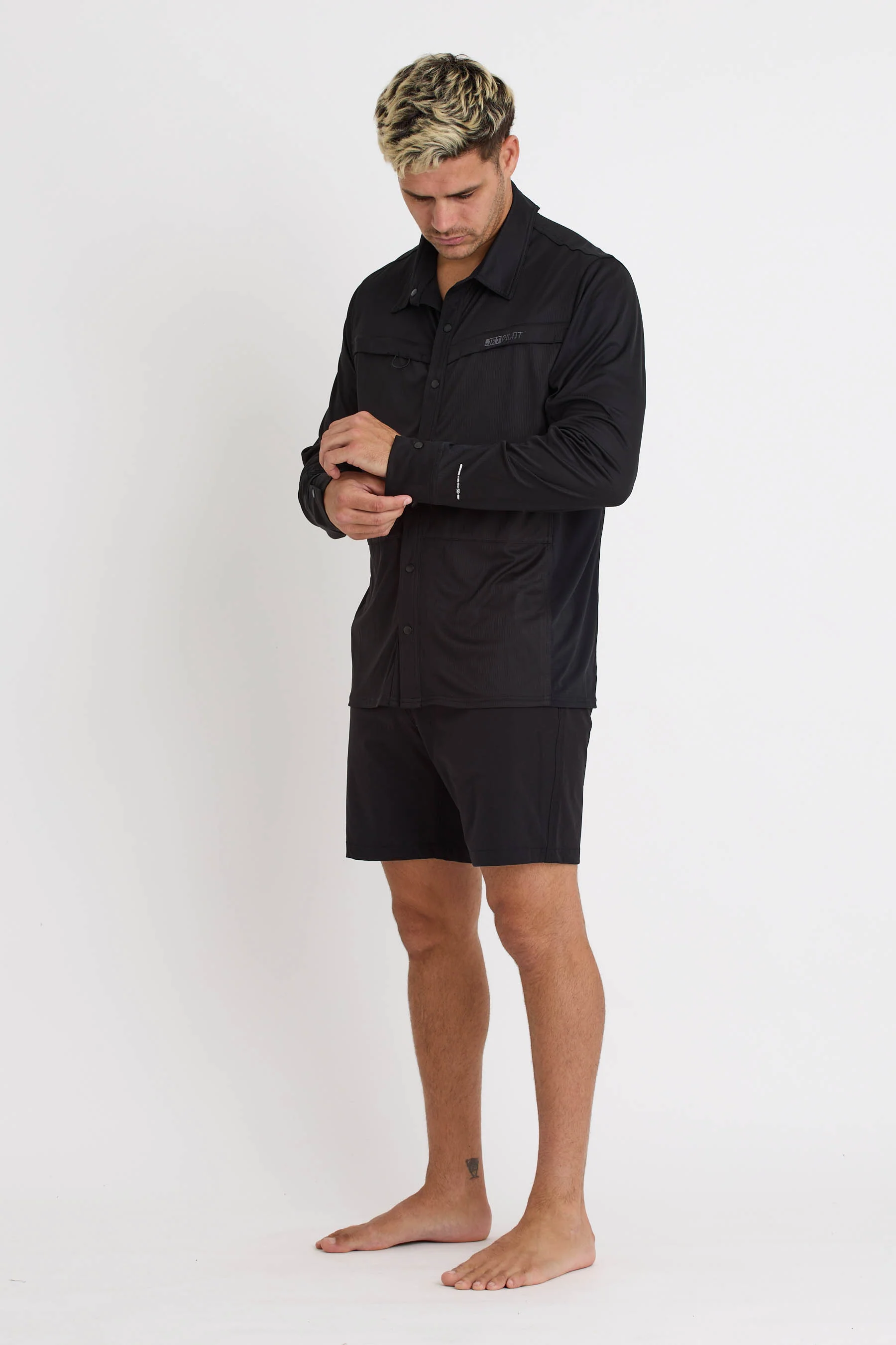 Jetpilot Venture Mens LS Sun Shirt - Black - Image 2