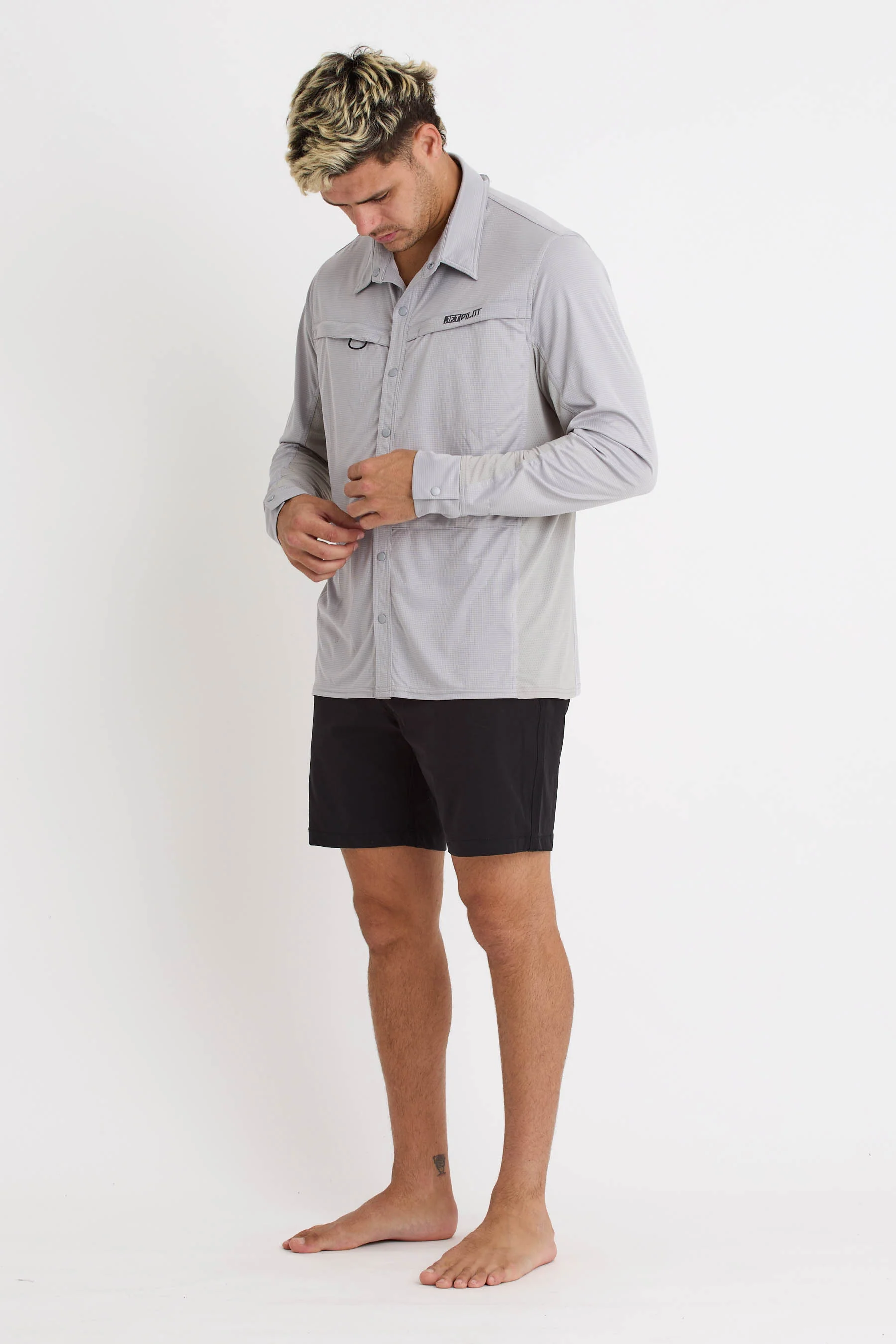 Jetpilot Venture Mens LS Sun Shirt - Grey - Image 2