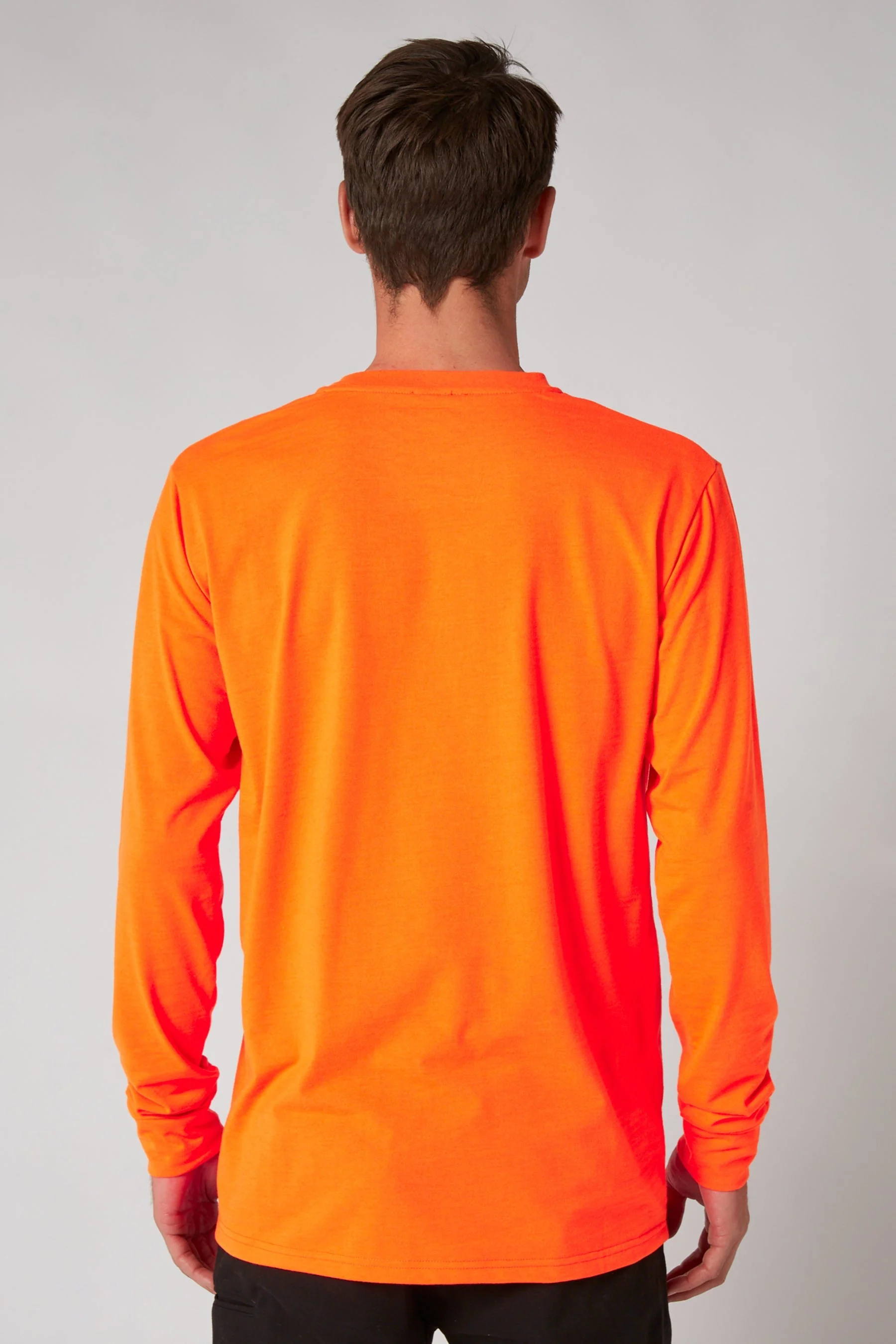 Low Hit Mens L/S Tee - Hi Vis Orange - Image 3