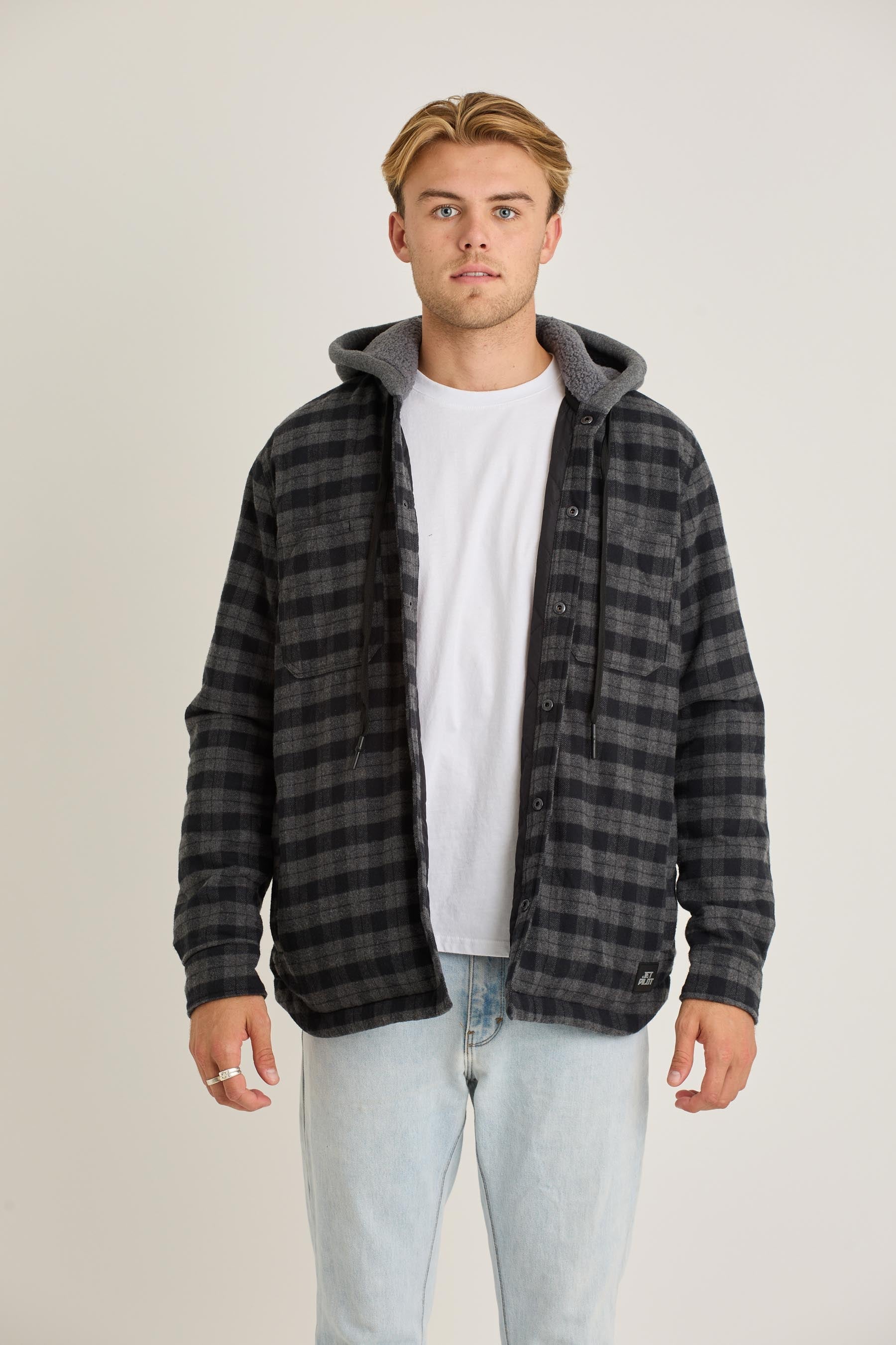 Quilted Sherpa Mens Jacket - Black - Image 3