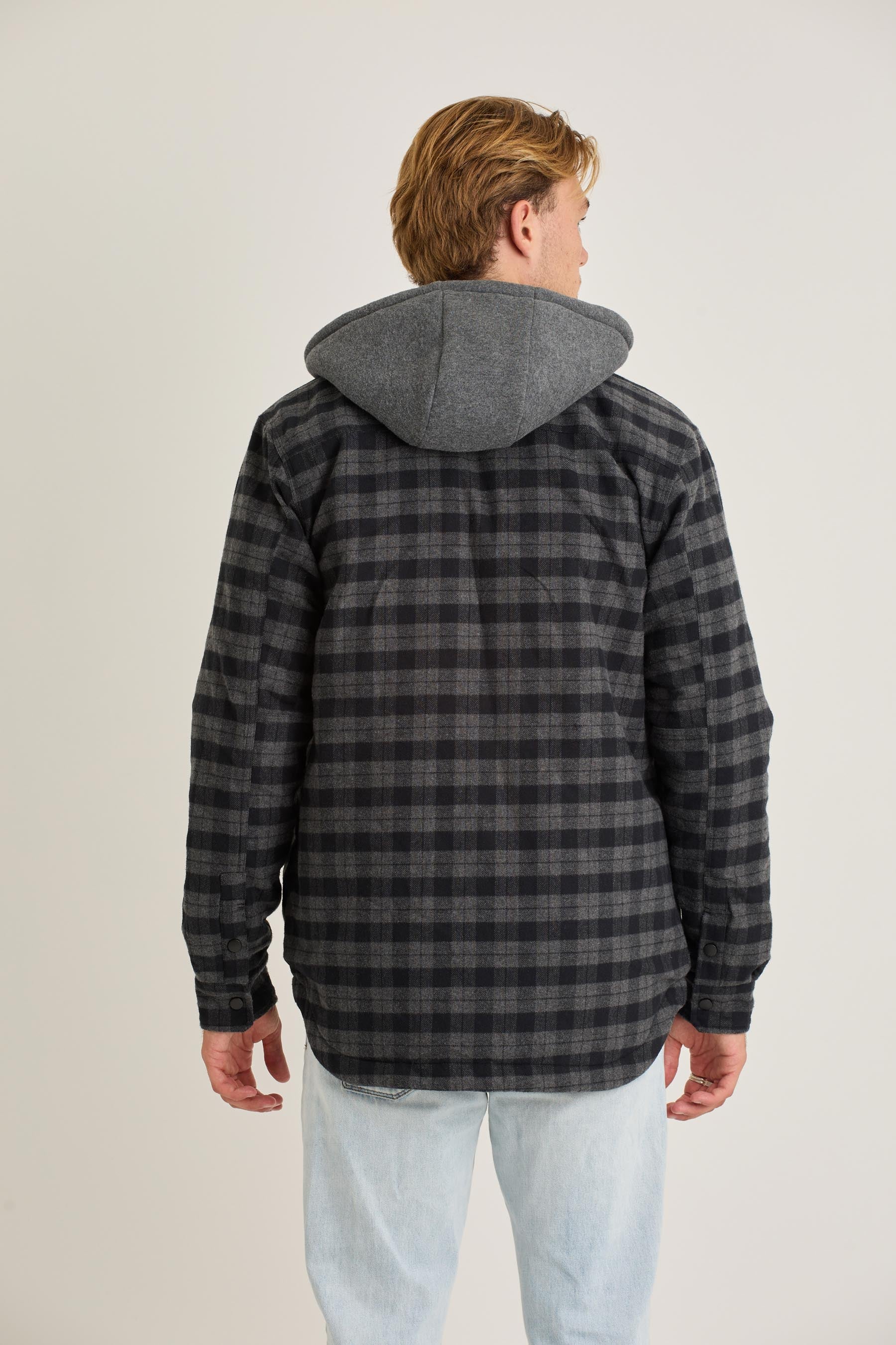 Quilted Sherpa Mens Jacket - Black - Image 6