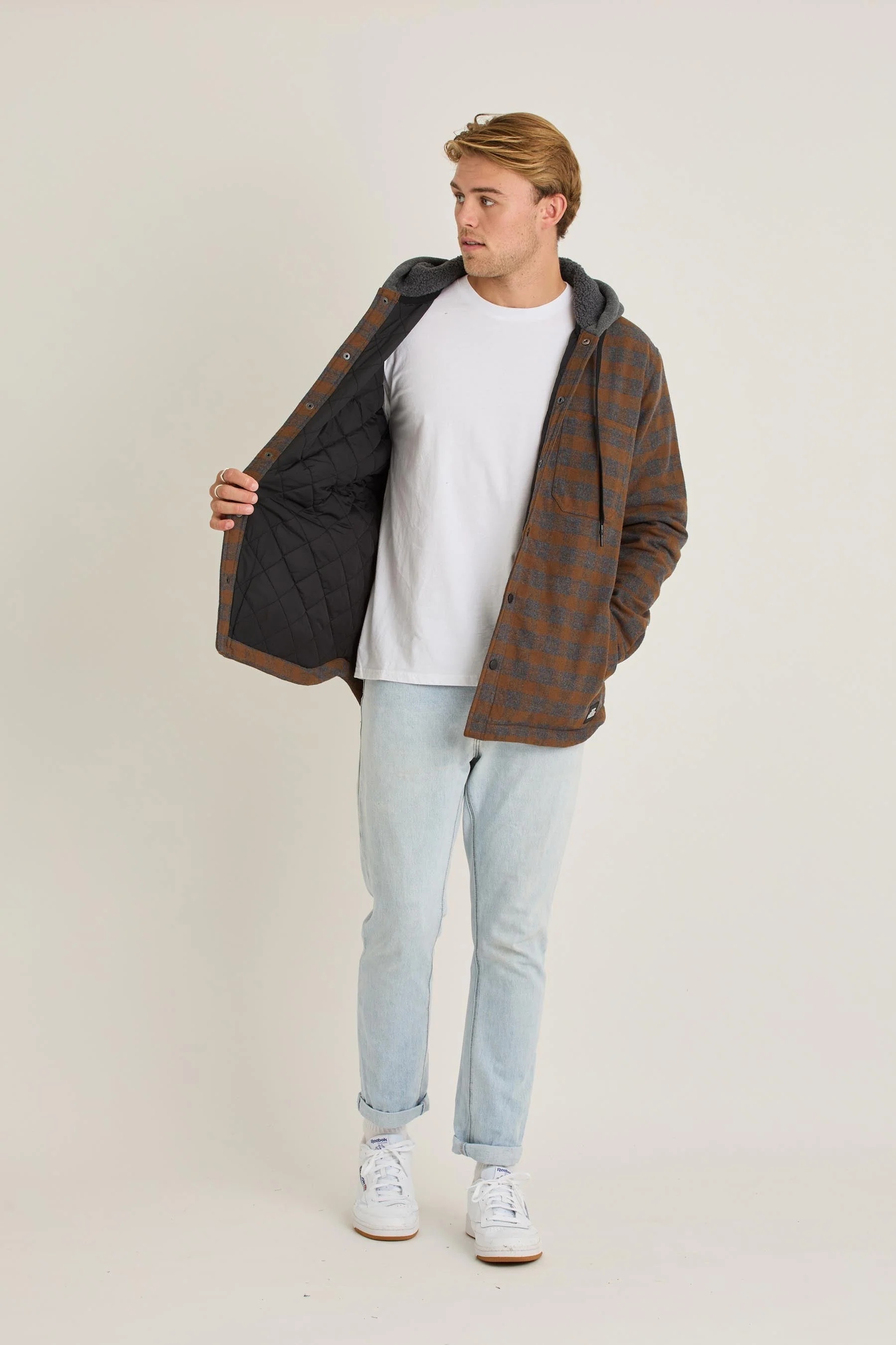 Quilted Sherpa Mens Jacket - Rust - Image 3