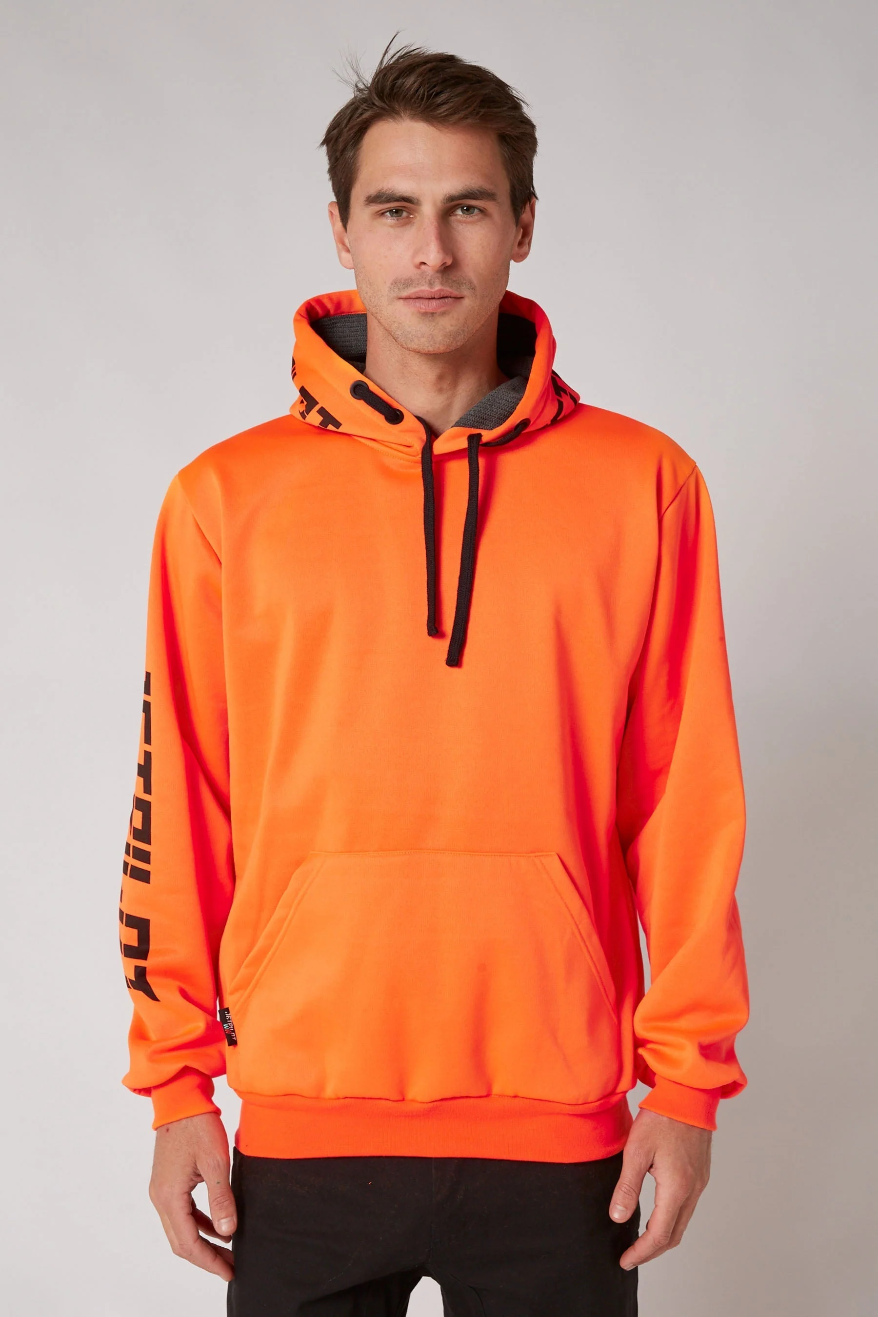 Sparked Mens Pullover Hoodie - Hi Vis Orange
